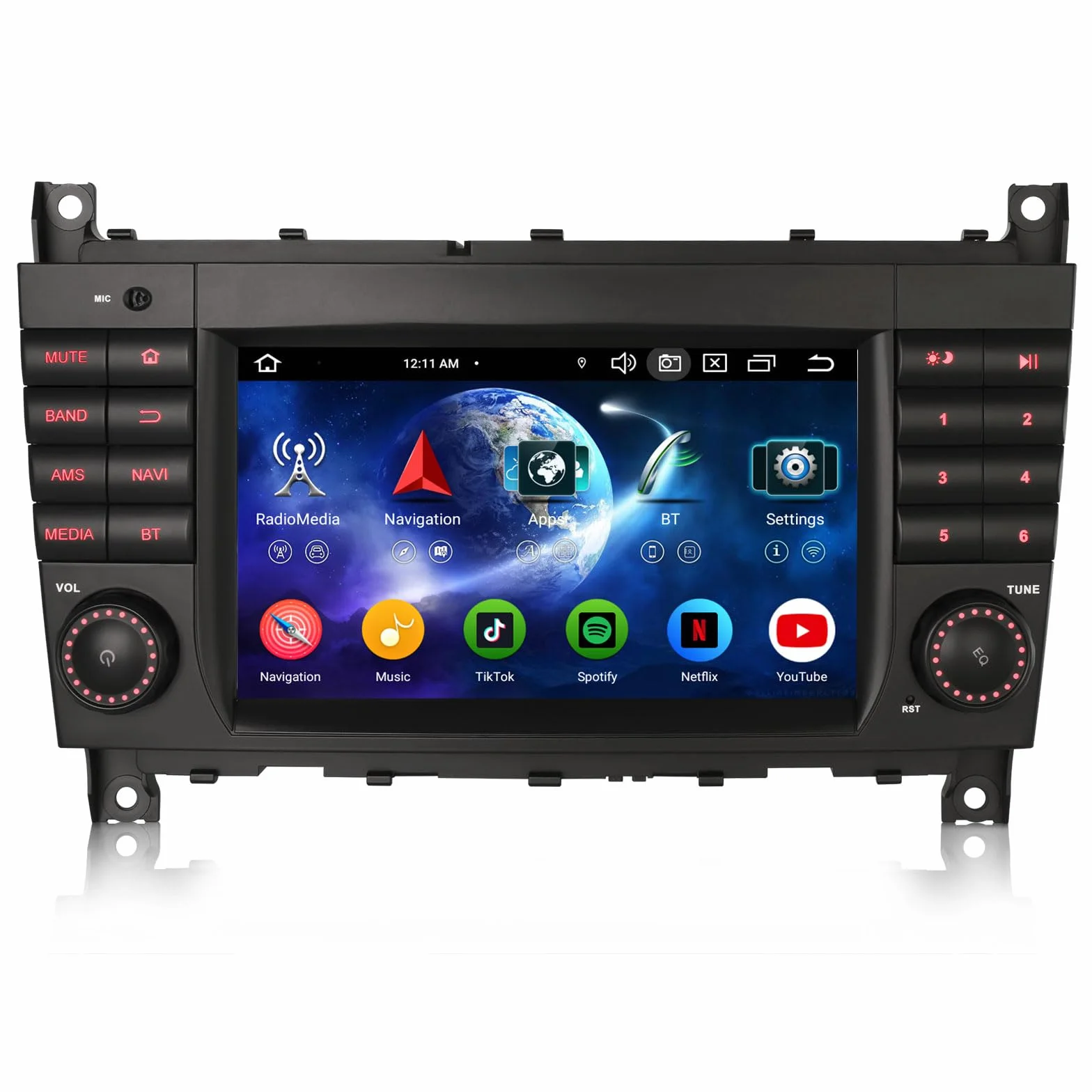 Erisin radio samochodowe 8-rdzeniowe 4GB+64GB z Androidem 14 GPS Navi dla Mercedesa Benz klasy C W203 klasy CLC W203 C180 klasy G W463, obsługuje Bluetooth, 7-calowy ekran dotykowy, CarPlay, Android
