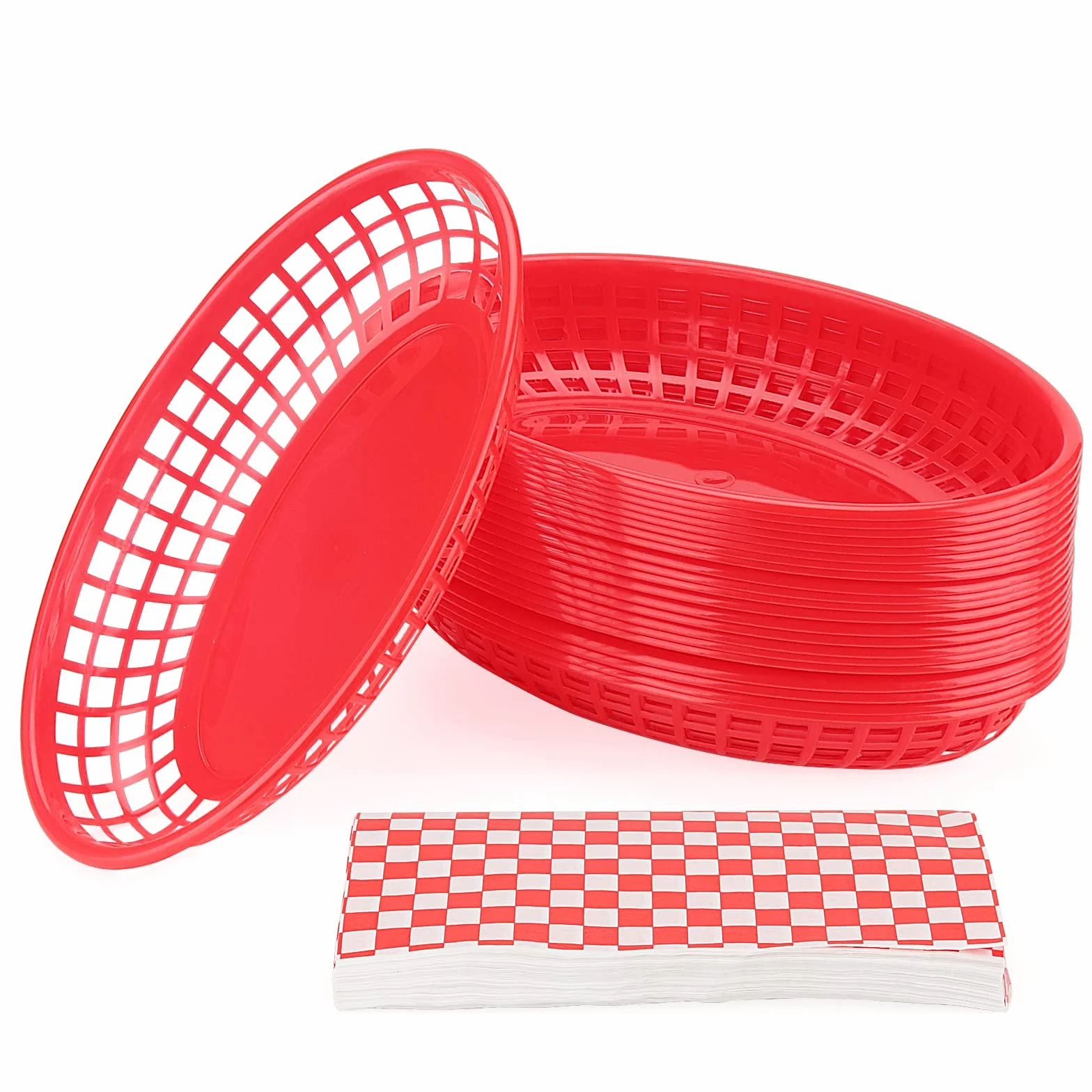 Deli kosze na fast food 22x14x4 cm tworzywo sztuczne czerwone 50 sztuk