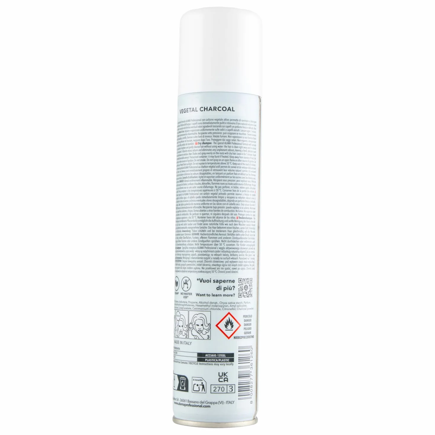Alama Professional Zero Stress suchy oczyszczający szampon i detoks z aktywnym węglem roślinnym do natychmiastowego czyszczenia bez użycia wody, 90% naturalnych składników, 200 ml