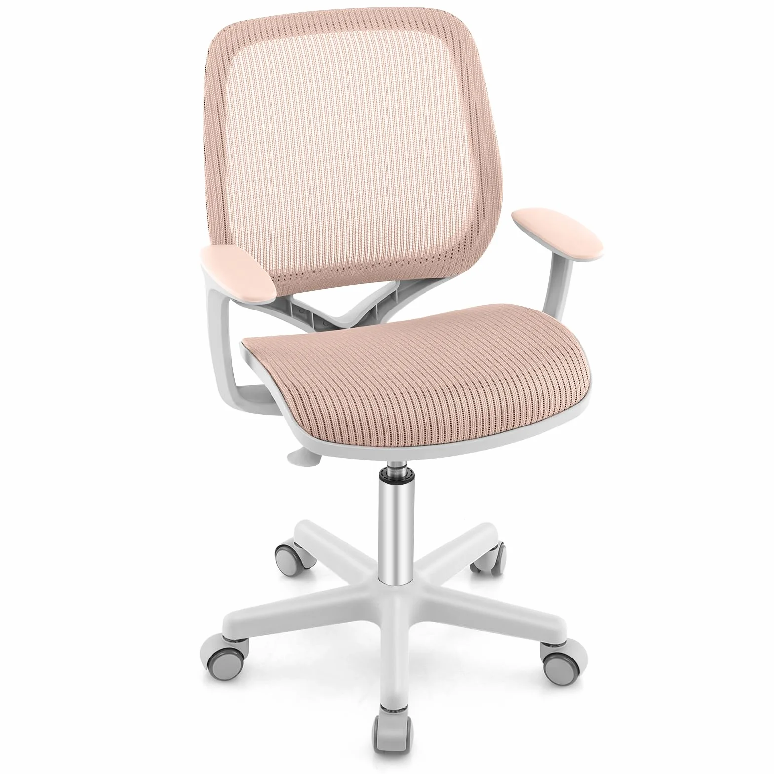 LIFEZEAL Wyściełane krzesło biurkowe dla dzieci, obrotowy fotel dla dzieci, krzesło do biurka z regulacją wysokości od 80 do 92 cm, ergonomiczne krzesło dla dzieci do nauki, maks. 75 kg (różowe)