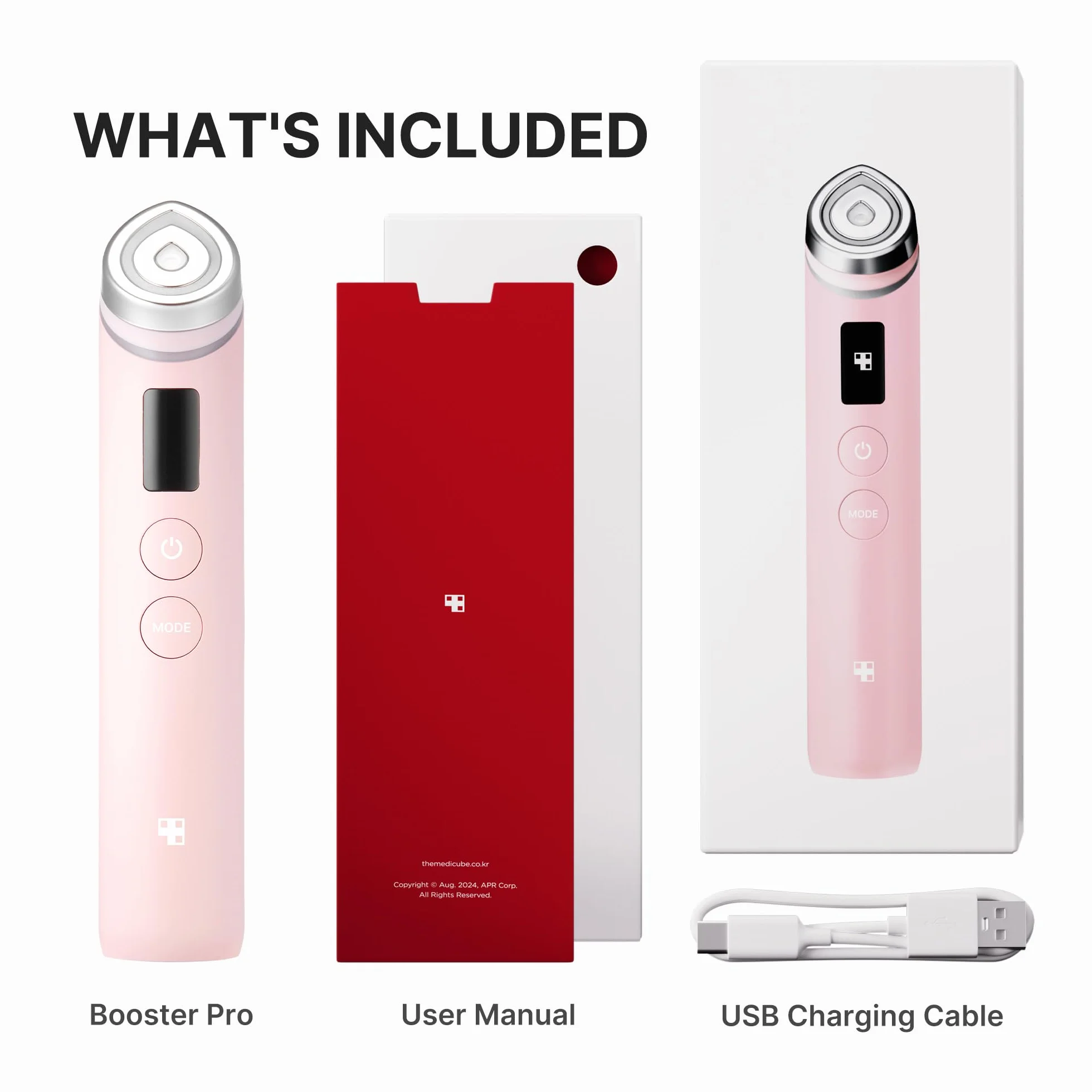 Medicube Age-R Booster Pro Pink | 6 w 1 urządzenie do masażu z prawdziwego szkła Glow Beauty | Looking Glass Skin | Koreańska pielęgnacja skóry