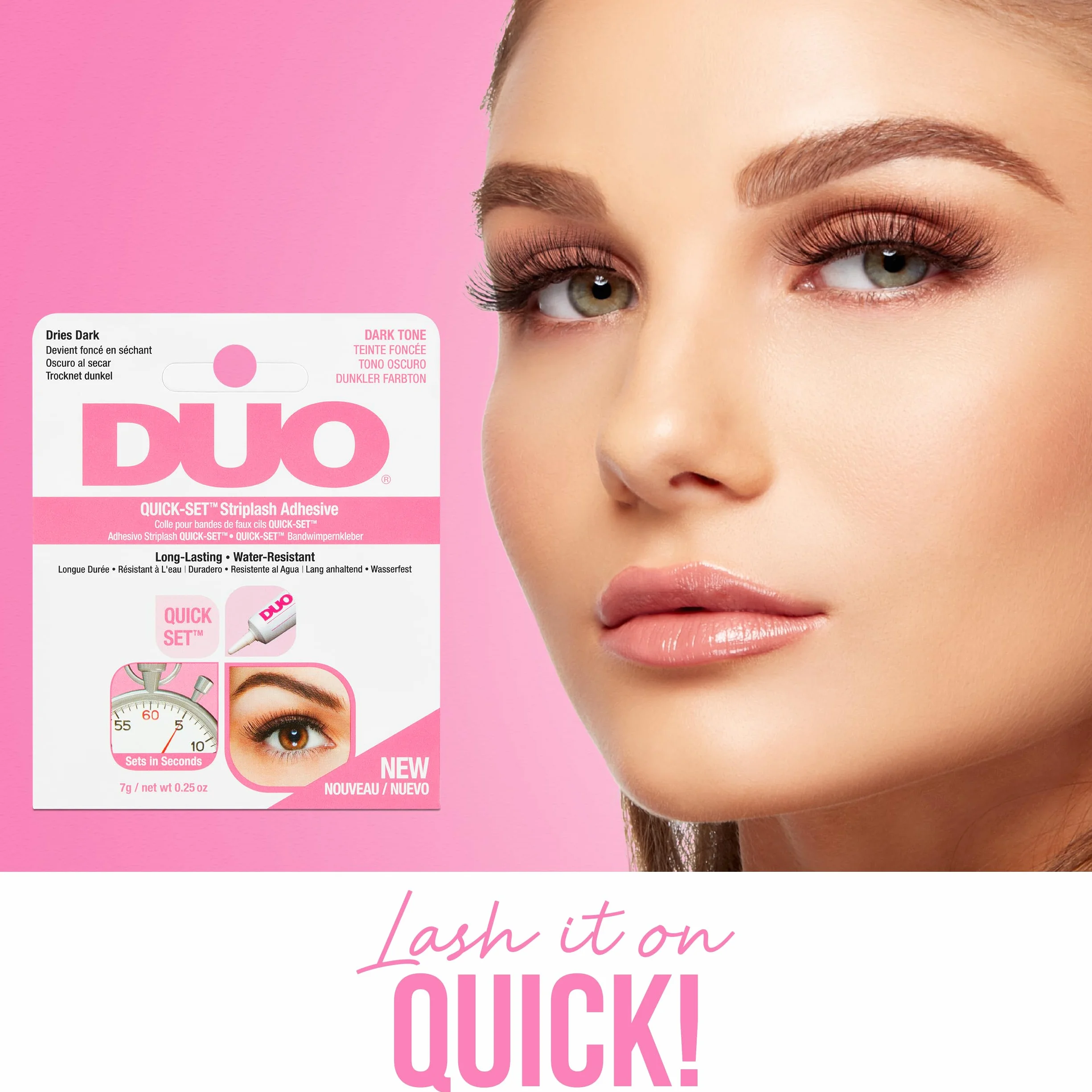 ARDELL DUO Klej do rzęs, czarny (7 g), z formułą szybkoschnącą, szybkoschnący klej do sztucznych rzęs, bardzo mocne trzymanie i wodoodporny, Quickset Lash Adhesive, ciemny