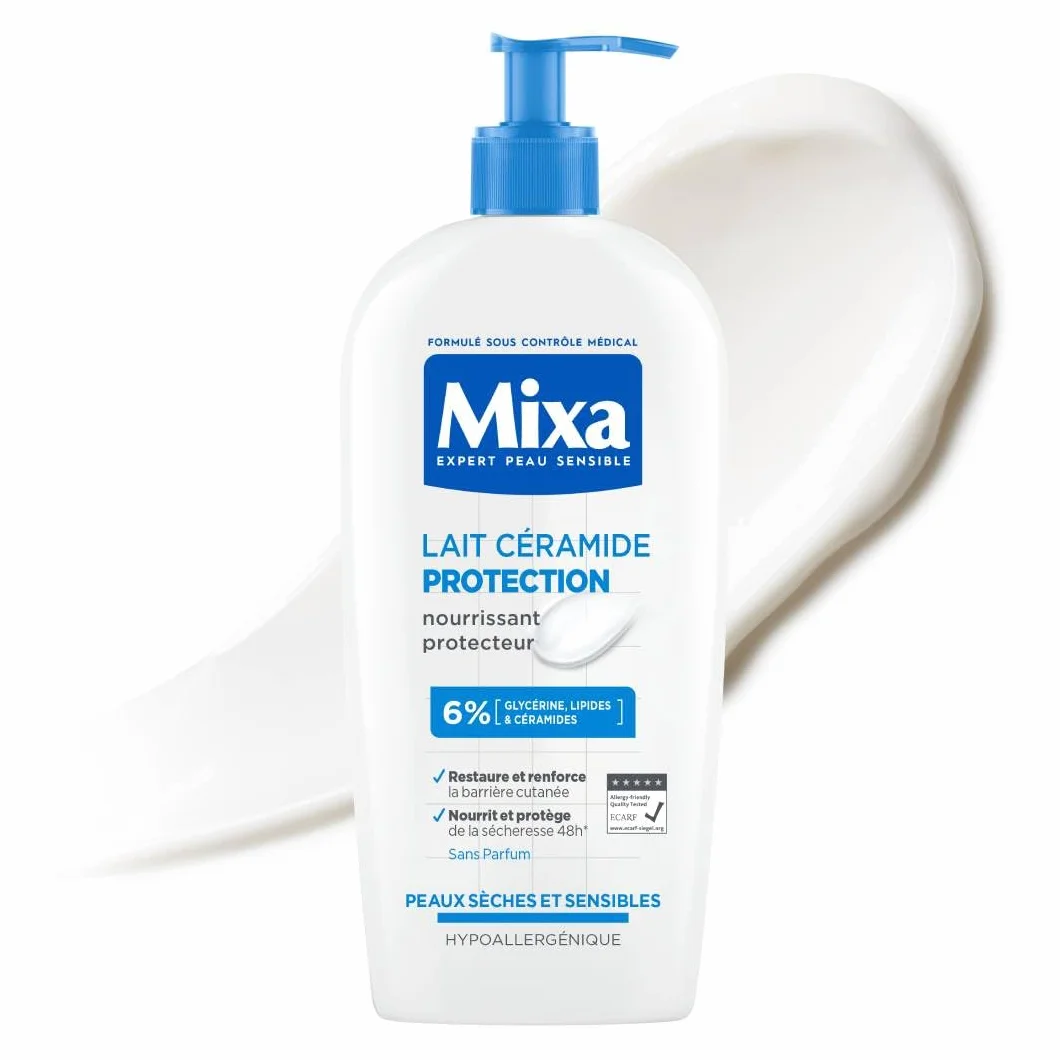 Mixa Ceramide Protect balsam do ciała do bardzo suchej skóry z 5% [gliceryna + skwalen + ceramidy] nawilża, wzmacnia i chroni barierę skórną, 400 ml.