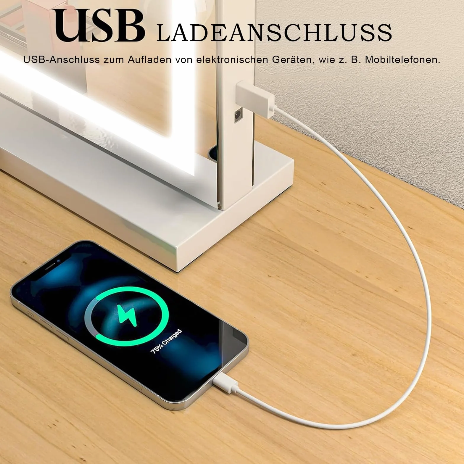 Lusterko do makijażu z oświetleniem LED Hollywood 50x40 cm 3 tryby ściemniania USB 10x powiększenie