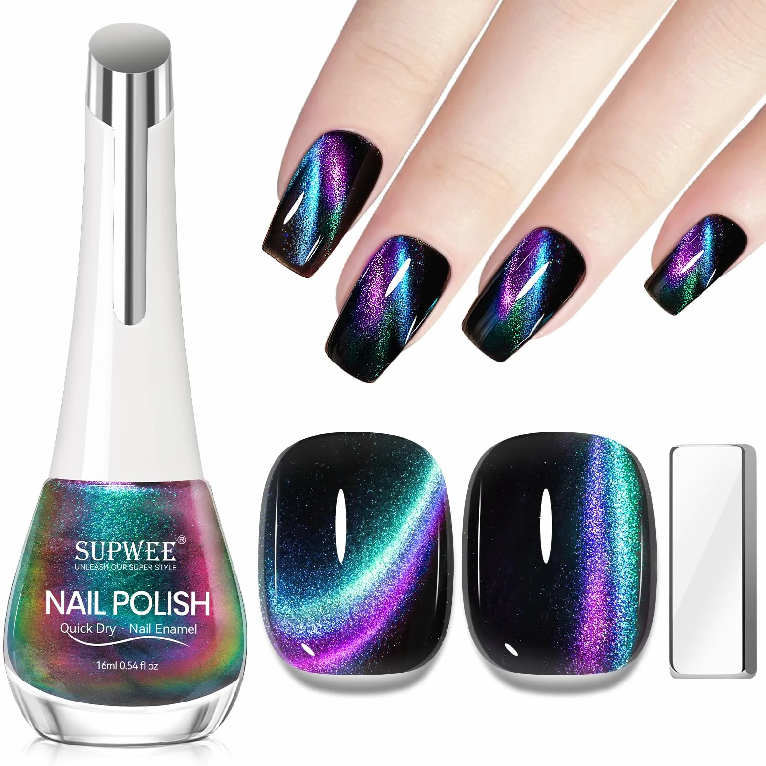 SUPWEE Cat Eye lakier do paznokci magnetyczny 16ML szybkoschnący bez lampy UV holograficzny