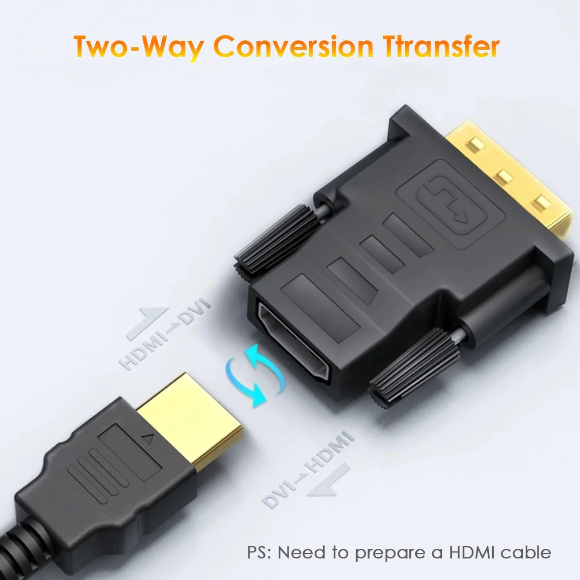Adapter DVI na HDMI, adapter DVI-D męski na HDMI żeński 1080P dwukierunkowa konwersja do komputera, laptopa, monitora, telewizora, projektora, konsoli do gier i innych