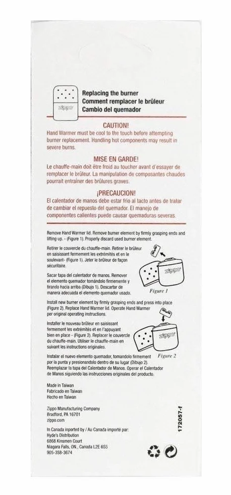 Zippo Ogrzewacz Dłoni Część Zamienna Wymienny Palnik Oryginalny