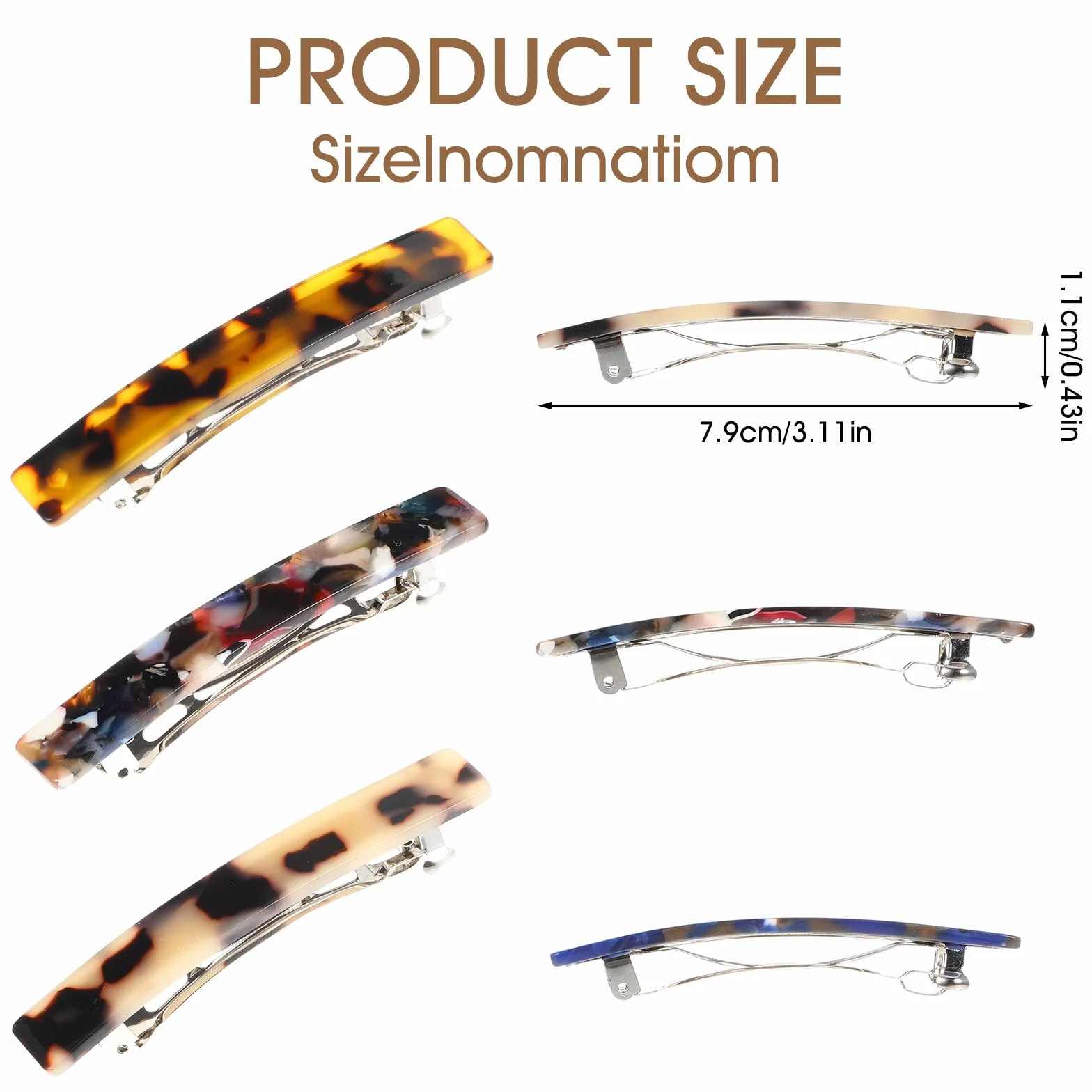Ouligay Małe francuskie spinki do włosów dla kobiet, grube, cienkie włosy, spinki do włosów dla kobiet, skorupa żółwia, spinka do włosów, 7 cm, antypoślizgowe klipsy sprężynowe z octanu