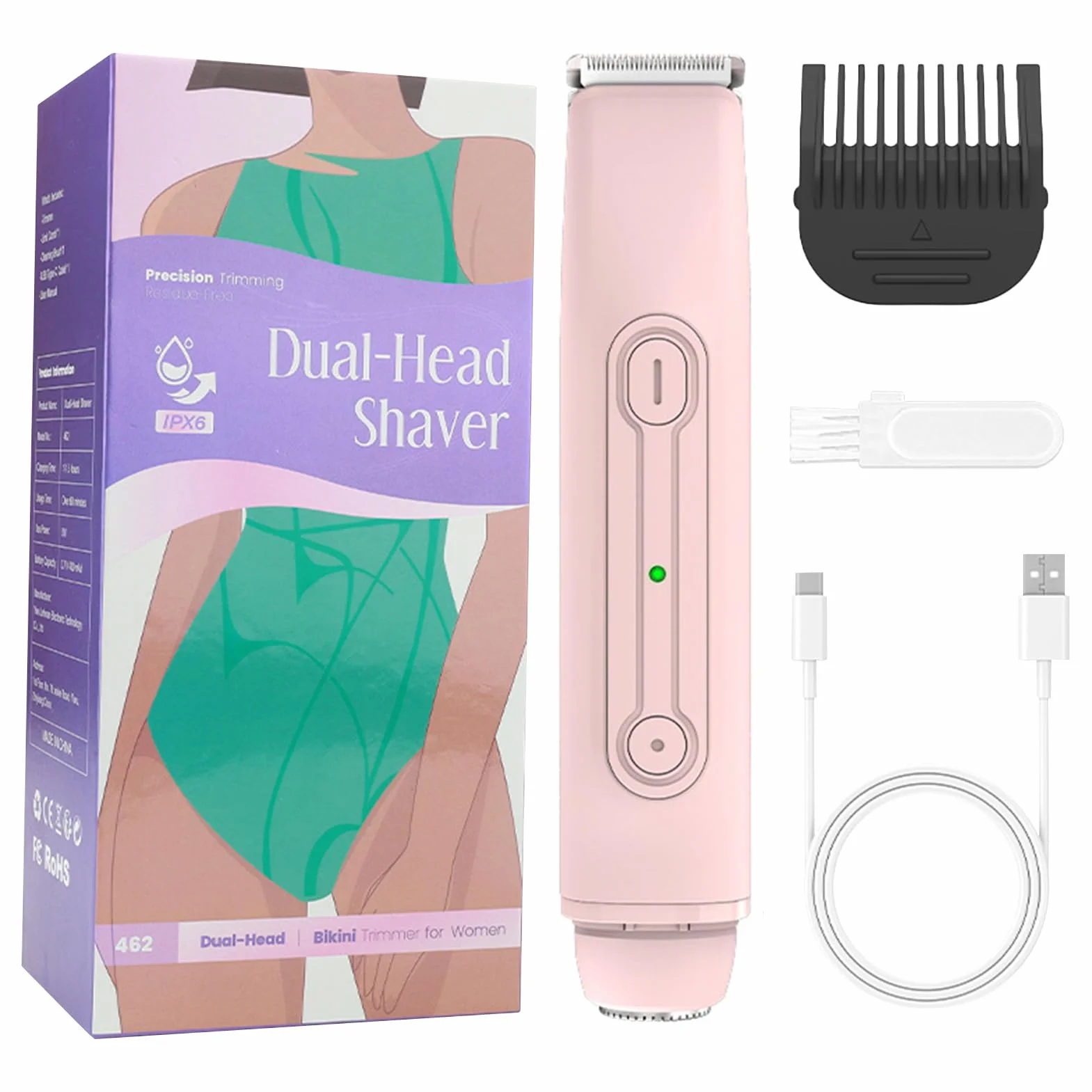 Bikini Trimmer, Electric Trimmers, Waterproof Epilator, Portable Razor Remover, Facial Hair Eyebrow Shaver, for Women, Bikinis Area, Legs, and Beard 6.97x1.18 Inch
