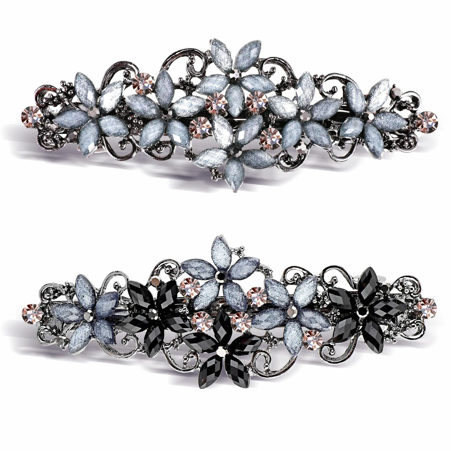 2 sztuki diamentowych spinek do włosów dla kobiet, eleganckie cyrkoniowe spinki do włosów na grube włosy, błyszczące brokatowe modne kwiatowe spinki do włosów w stylu francuskim vintage, akcesoria do