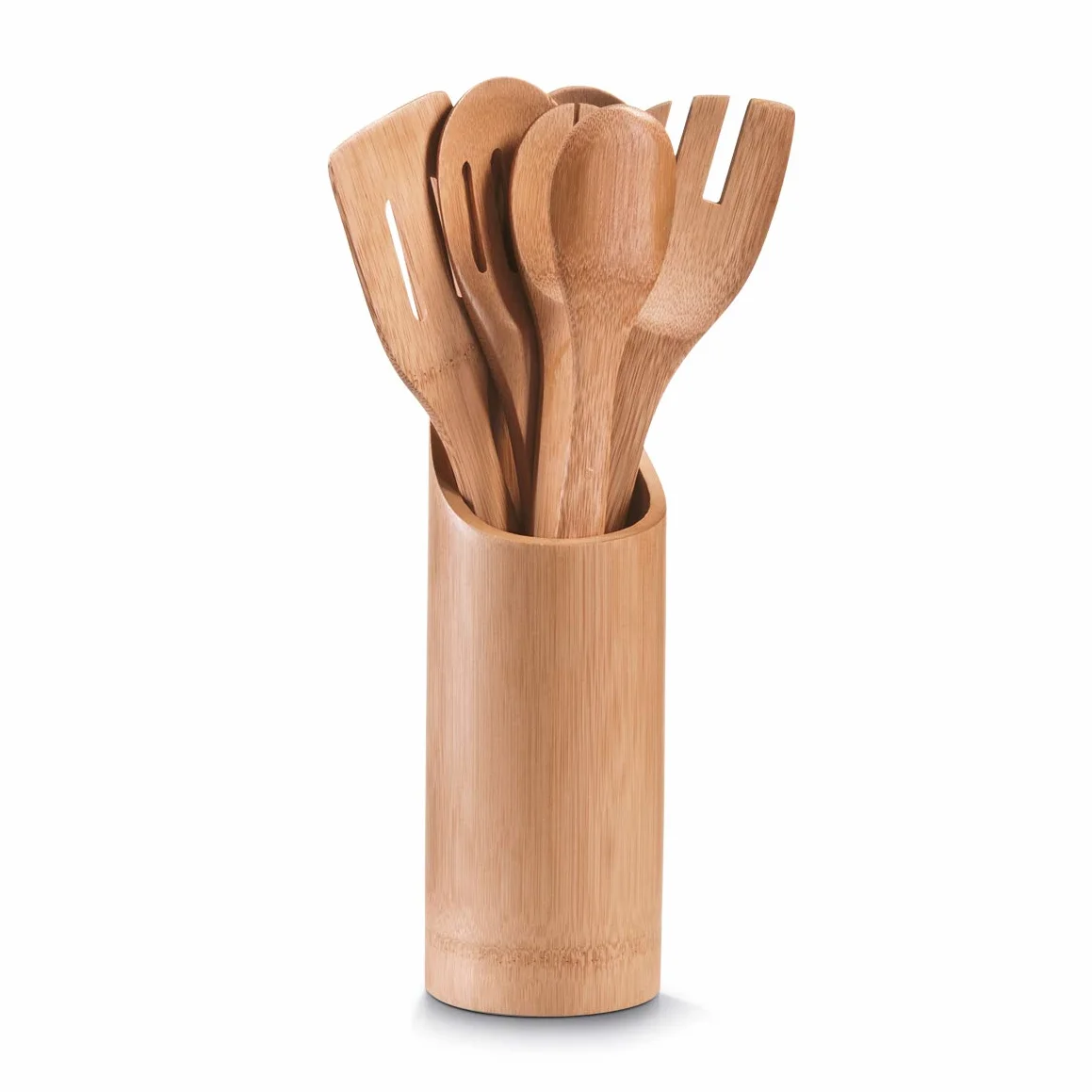 Zeller 25274 bambusowy uchwyt na przybory kuchenne, 7-częściowy, ok. Ø 9 x 33 cm