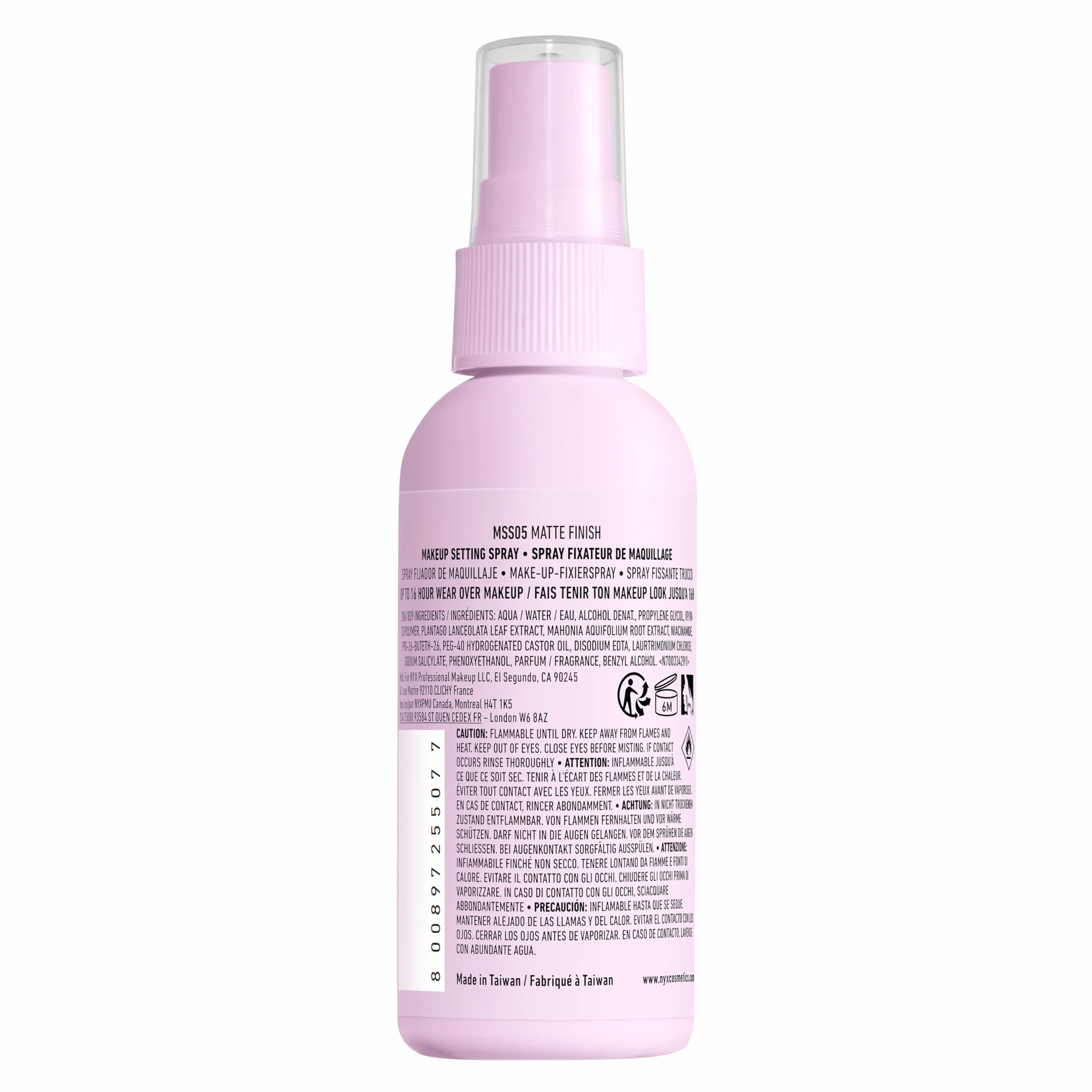 NYX PROFESSIONAL MAKEUP, Marshmellow Setting Spray, matowe wykończenie matowe, który nie przenosi i wydłuża czas trwania makijażu do 16H, 60 ml