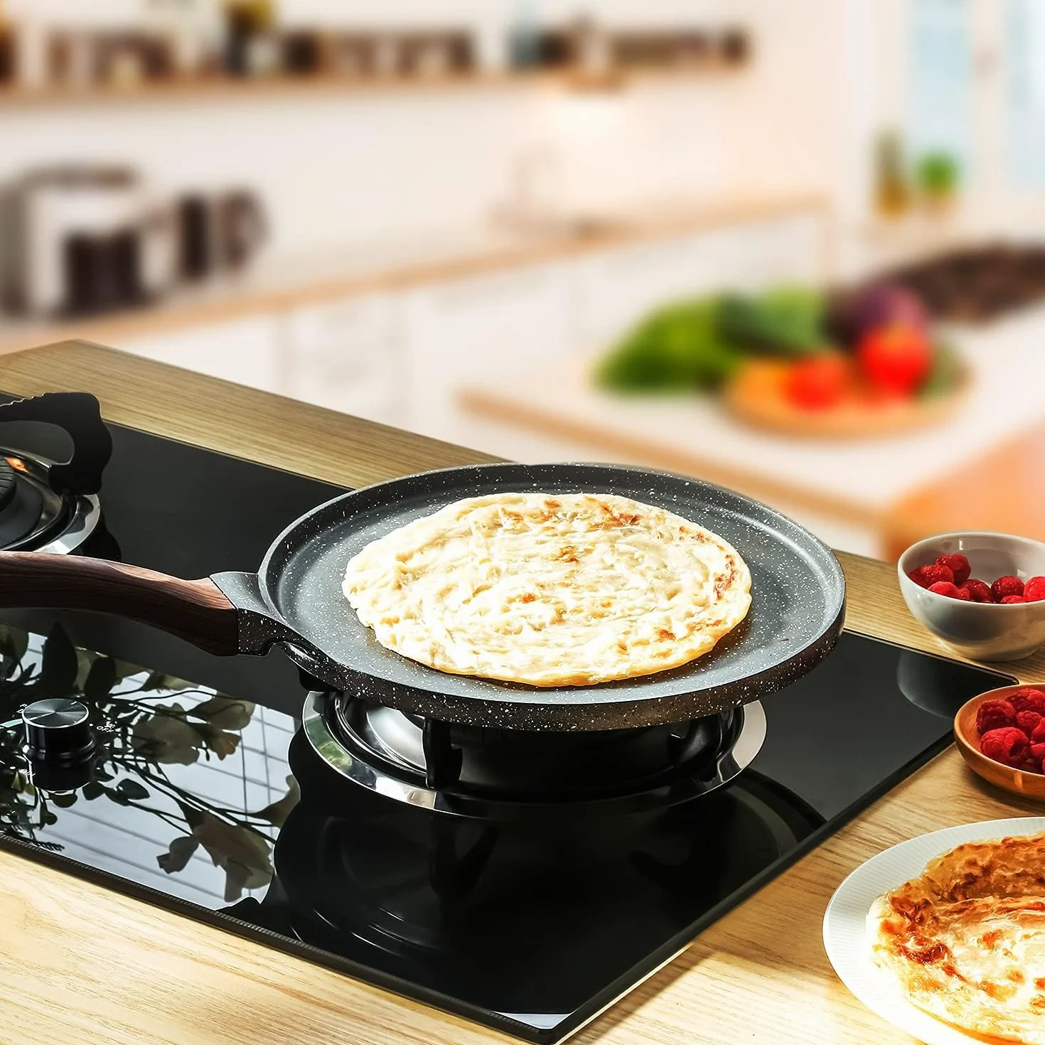 SENSARTE Nieprzywierająca Patelnia do Naleśników Dosa Pan 26 cm, Odlewana Ciśnieniowo Aluminium, Kompatybilna z Indukcją, Bez PFOA