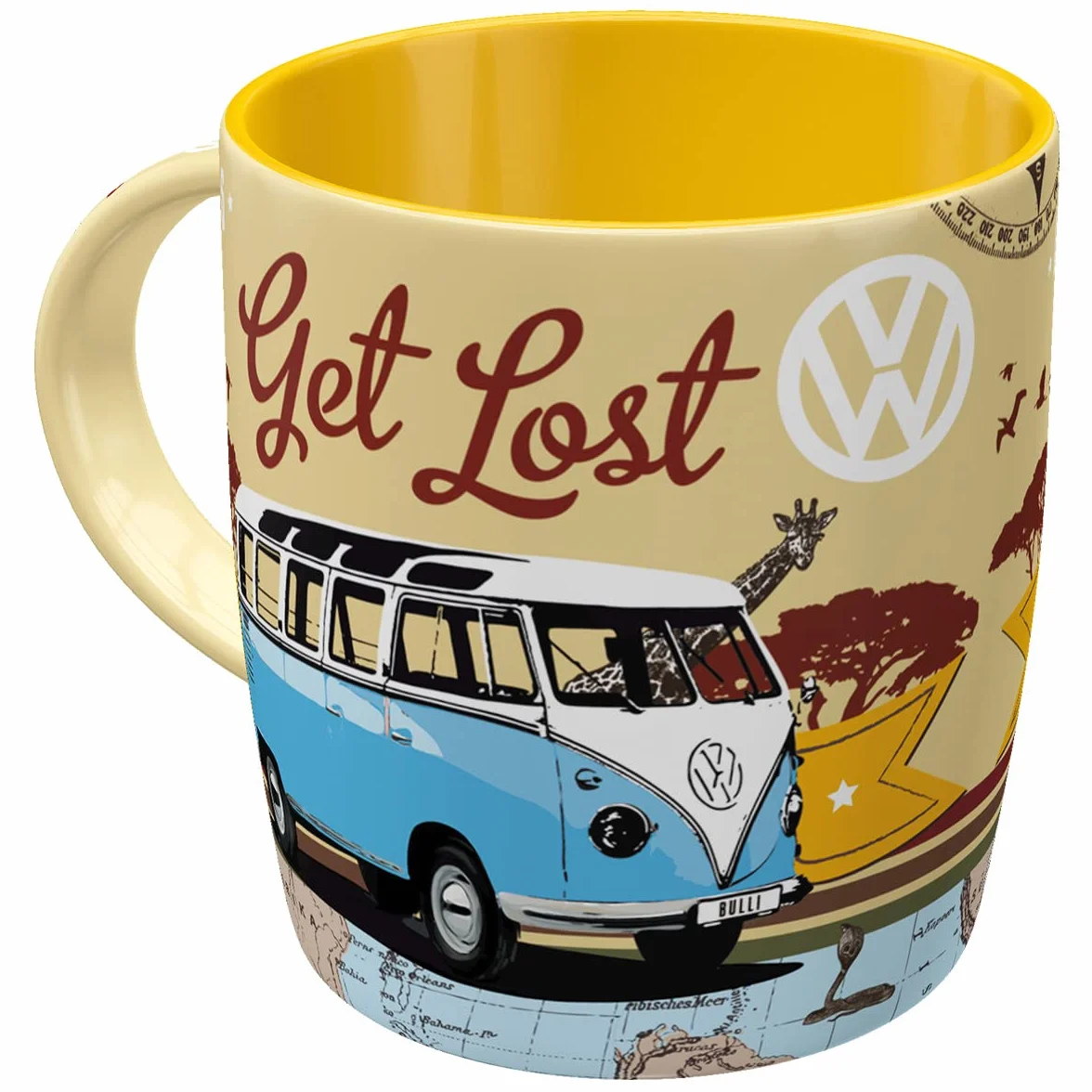 Nostalgic-Art Retro kubek, 330 ml, VW Bulli – Let's Get Lost – Pomysł na prezent dla miłośnika Volkswagena Busa, Official License Product (OLP), kubek ceramiczny na kawę, Styl vintage