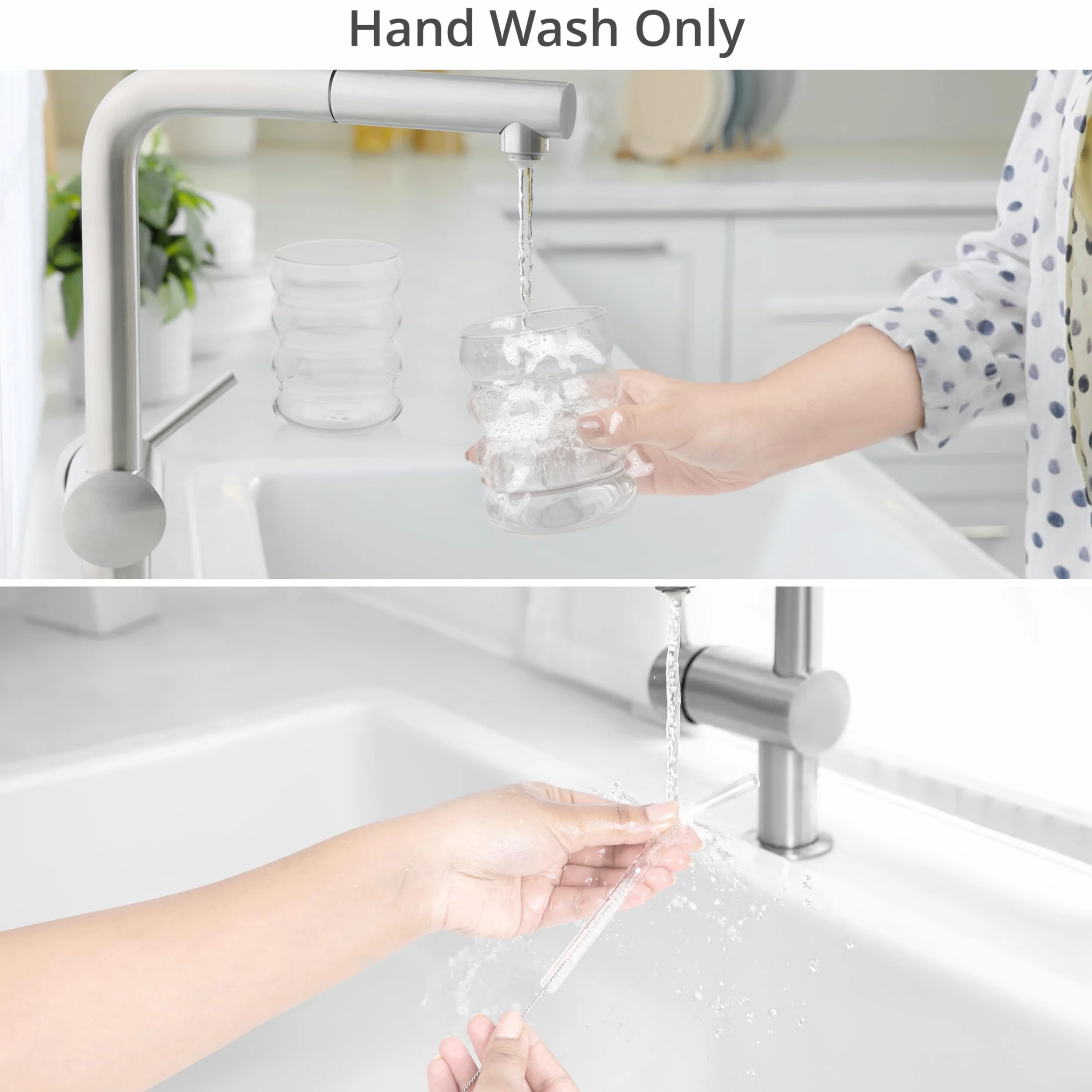 Szklanki do Picia ze Słomkami 410ml [2 szt] Winter Shore - Unikalne Kształt Bąbelkowego Pączka - Bez BPA z Szczotką