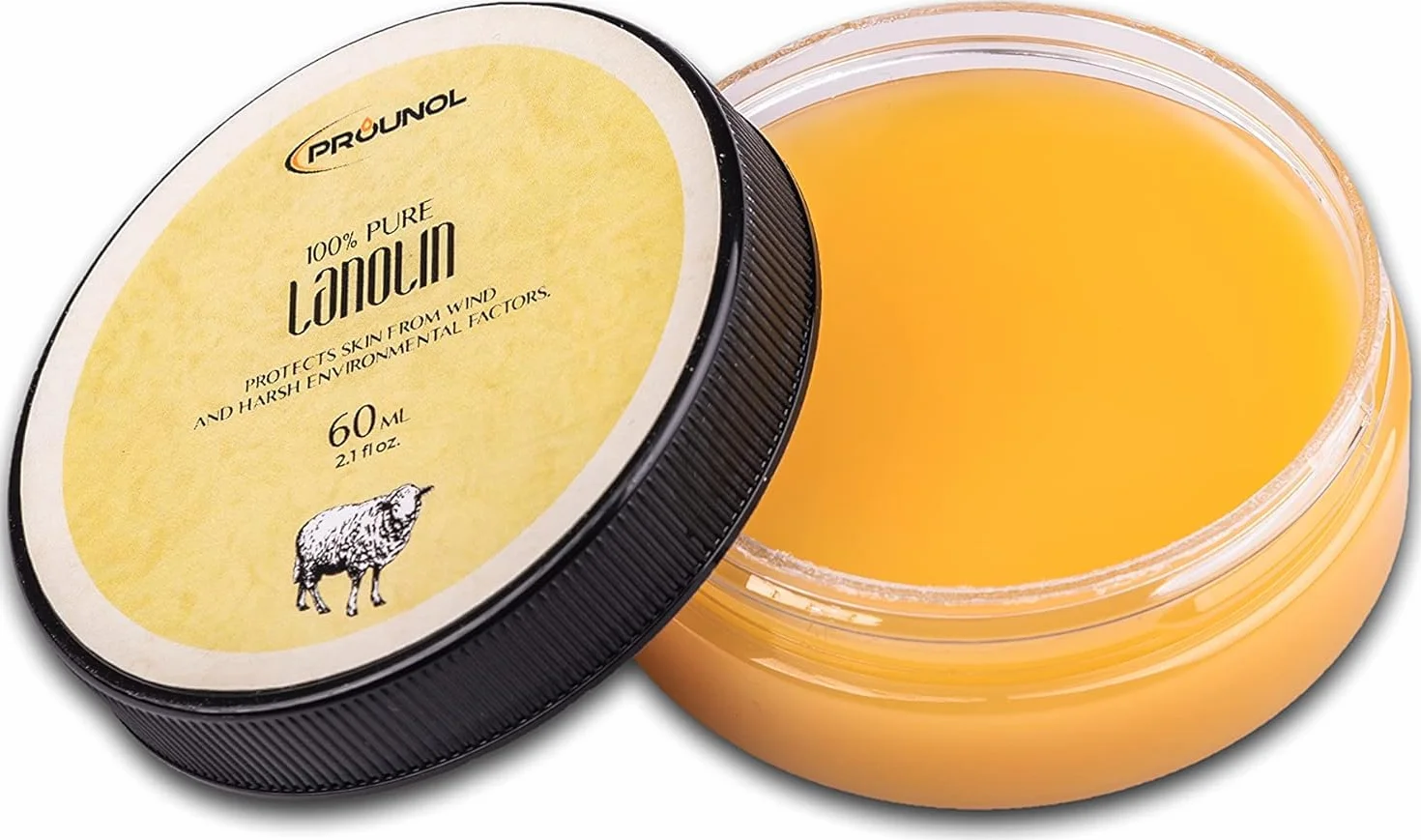 PROUNOL Lanolin Pure (Lanolina Bezwodna) 100% Naturalny Krem do Pielęgnacji Rąk i Stóp, słoik 60ml