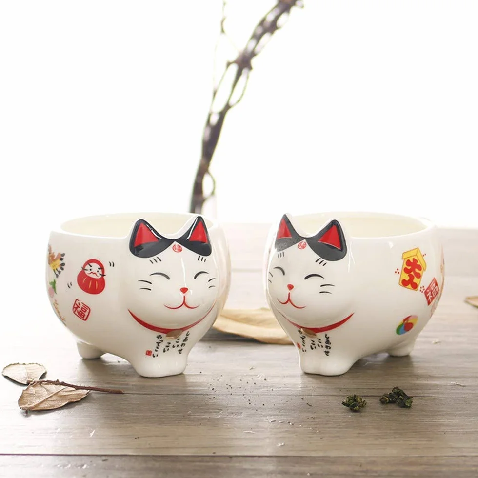 Szczęśliwy kot porcelanowy zestaw do herbaty kreatywny ceramiczny dzbanek do herbaty z filtrem piękny kot czajniczek kubek