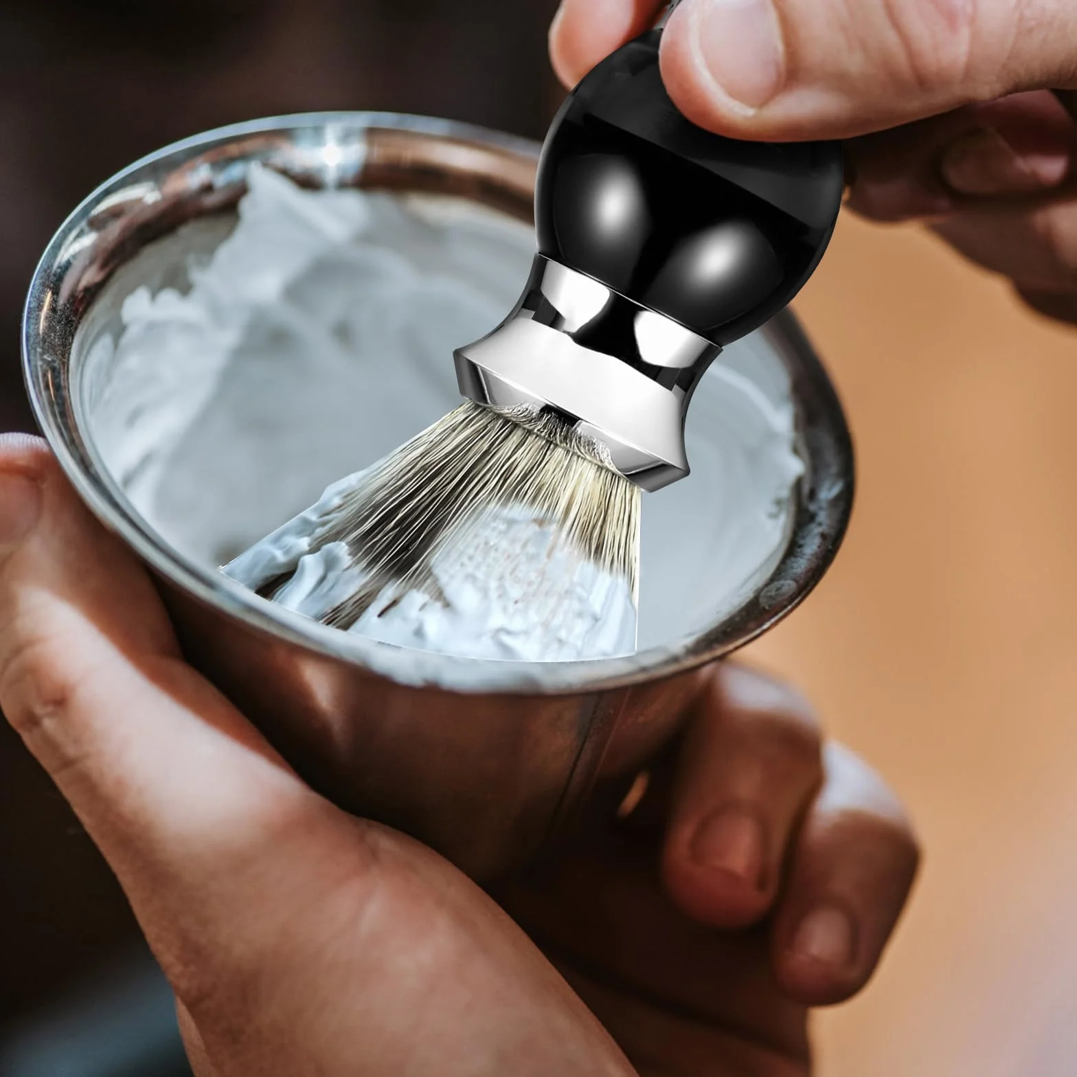 Premium pędzel do golenia dla mężczyzn – Luksusowy, wegański, syntetyczny pędzel do golenia – Najlepszy pędzel piankowy dla mężczyzn – Pędzel do pianki do golenia – Idealne prezenty na Dzień Ojca