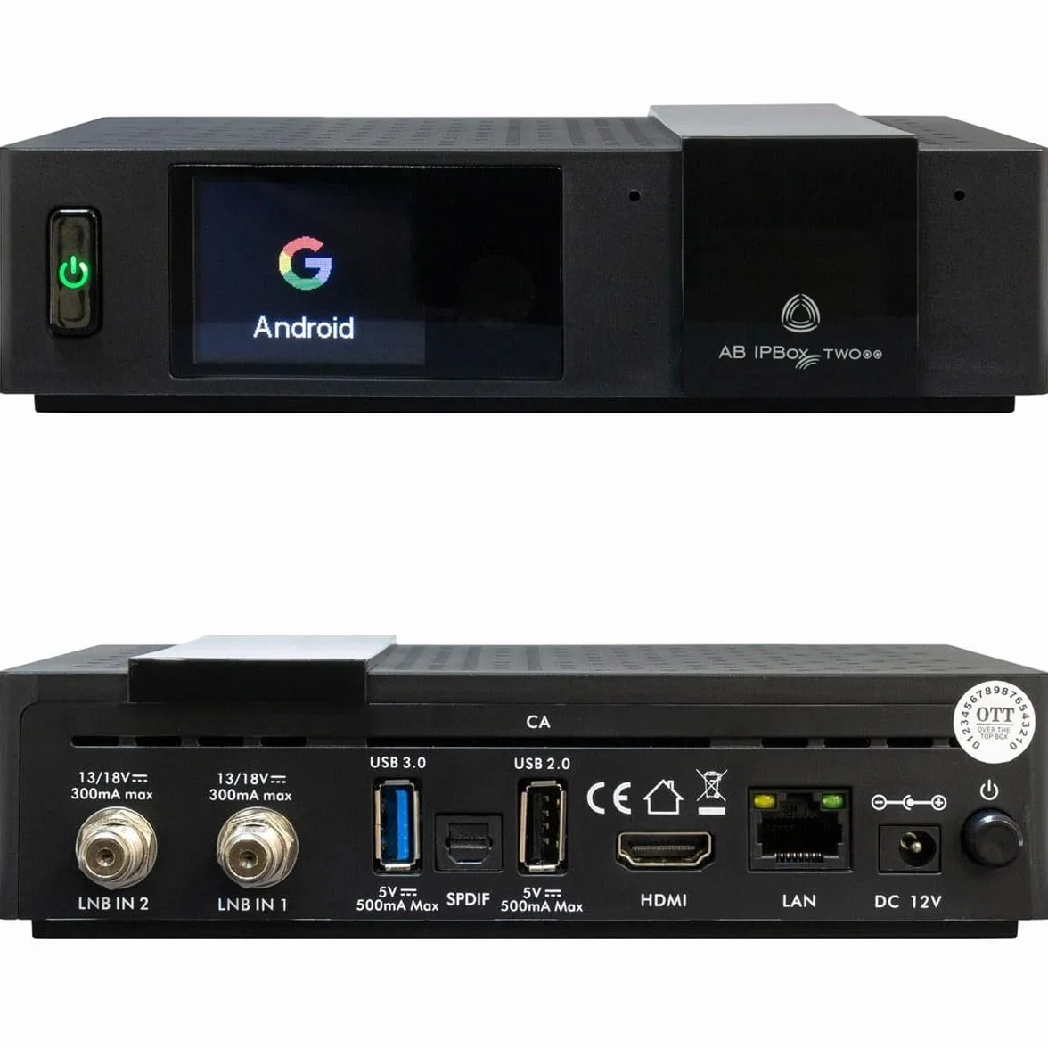 AB IPBox Two 4K UHD Android 8.0 odbiornik IP (2X DVB-S2X, Dual-WiFi, LAN, CA, Bluetooth, HDMI)