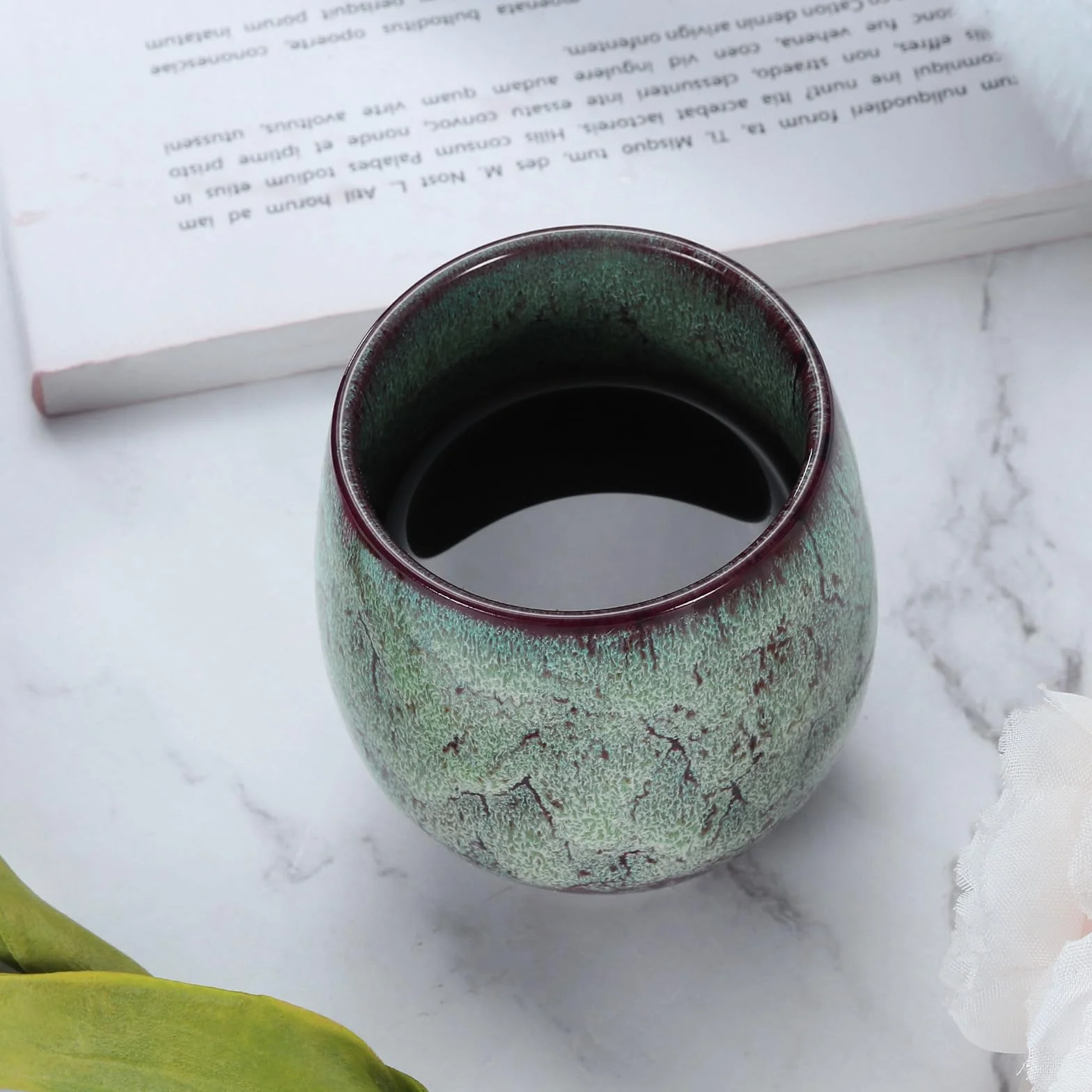 QUARKZMAN 4 szt. Ceramiczne chińskie filiżanki do herbaty 5,41 uncji tradycyjny styl Gong Fu japoński zestaw do herbaty bez uchwytu mały kubek do herbaty Mate Coffee Wino napoje, Indygo