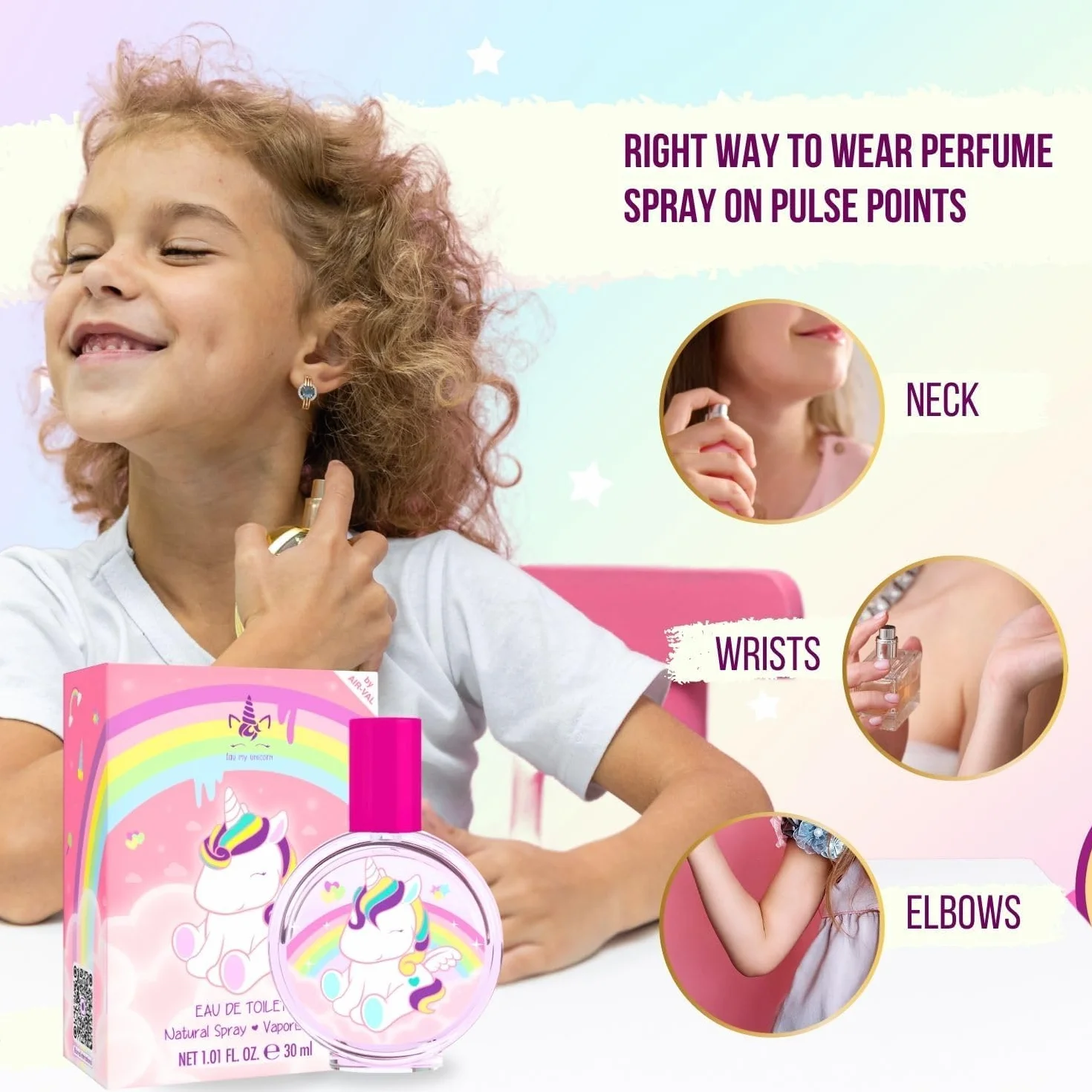 Eau My Unicorn Perfumy dla dzieci: perfumy dla dziewczynek w pięknej szklanej butelce i wzór jednorożca (30 ml)