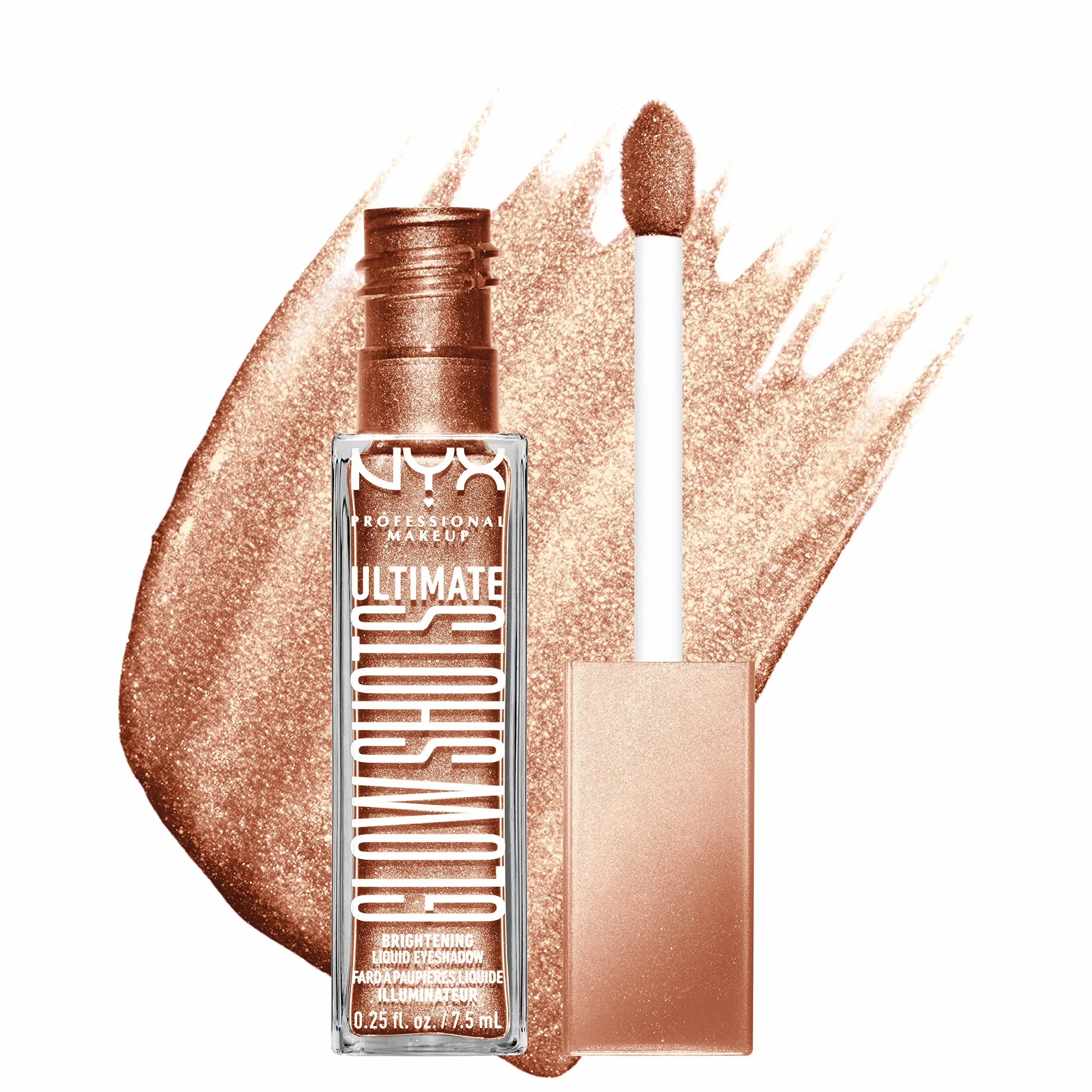 NYX Professional Makeup Płynny cień do powiek, długotrwały 12h, bez okruchów i wypadania, z witaminą C, Ultimate Glow Shots, Golden Goji