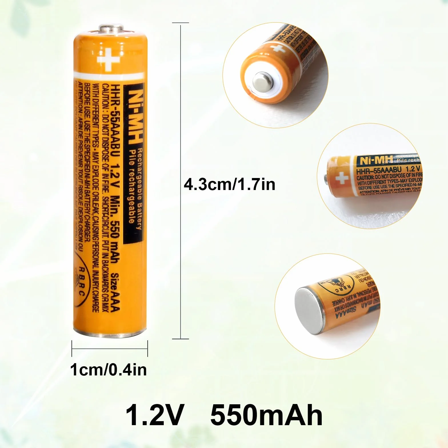 Akumulator NI-MH 550 mAh (1,2 V) do telefonów bezprzewodowych Panosonic, baterie AAA do urządzeń mobilnych Gigaset, 4 sztuki