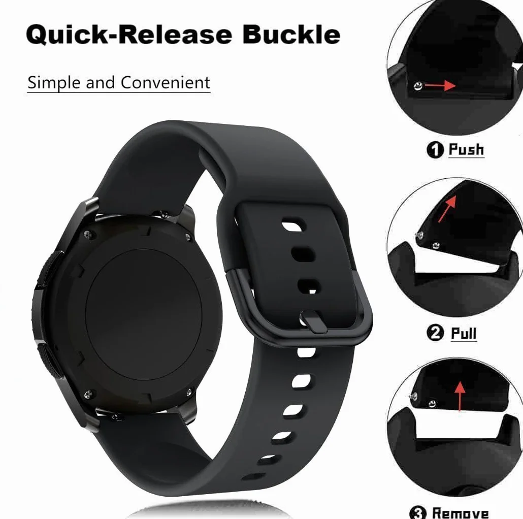 Sportowy pasek 20 mm do zegarka Samsung Galaxy Watch 7 / 6 / 5 / 4 Classic / 3 / FE/5 Pro, silikonowy pasek sportowy, zapasowy pasek do Galaxy Watch Active 2 / Gear S2 Classic / Sport