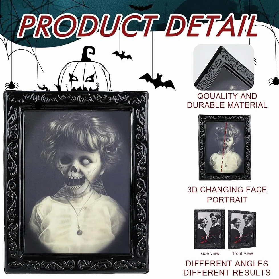 MEISHANG 4 sztuki obrazy na Halloween ramki na zdjęcia 3D dekoracja ścienna