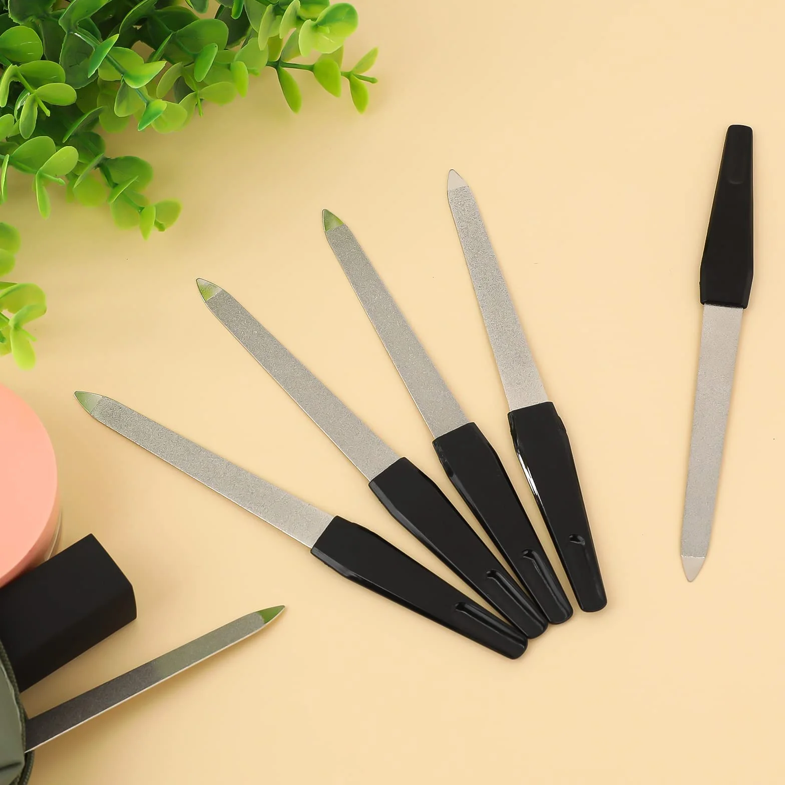 6 sztuk pilników do paznokci naturalnych, profesjonalny metalowy pilnik do paznokci, zestaw do manicure, czarny, dwustronny pilnik do paznokci z antypoślizgowym uchwytem, do paznokci u stóp