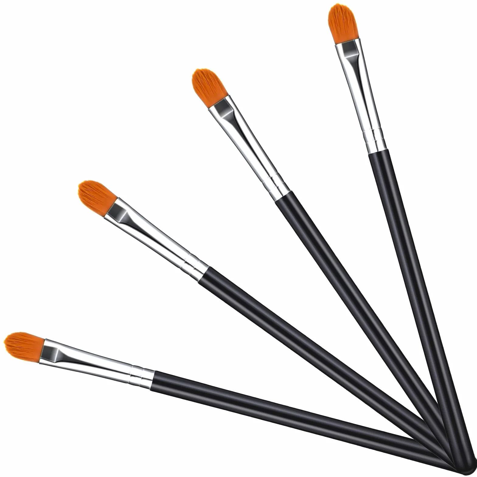 YUXIANLB Zestaw 4 pędzli do cieni do powiek, korektor, aplikatory, cienie do powiek, eyeliner, pędzle do makijażu z syntetycznym włosiem, zakreślacz, podkład, mieszanie konturów