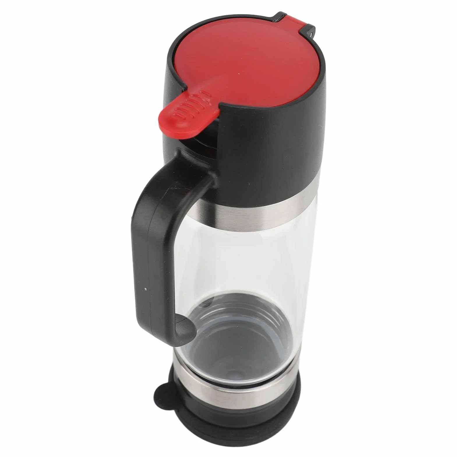Szklany dozownik do miodu, 350 ml szklany dozownik do miodu bez kapania z uchwytem, ​​szklany dozownik do syropu, szklana butelka do syropu bez kapania do syropu klonowego (BLACK)