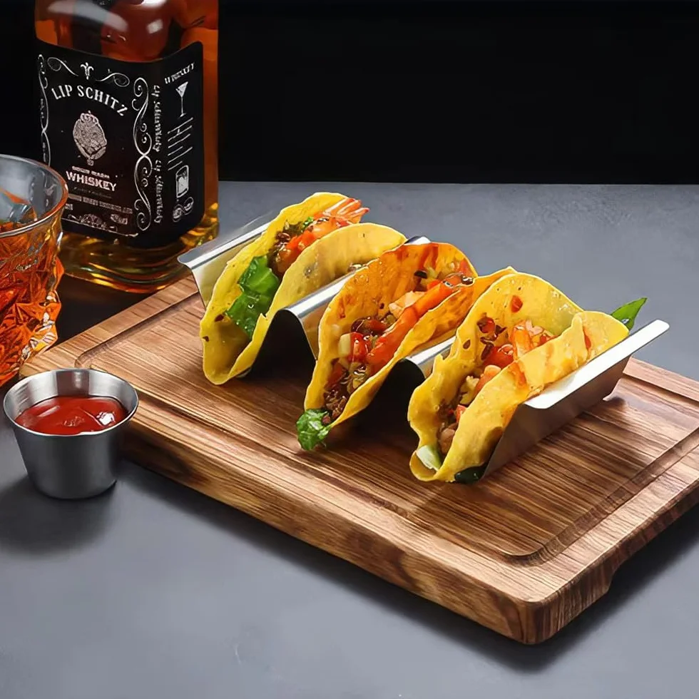 2-częściowy zestaw uchwytów Tacos, uchwyt do taco, uchwyt na taco ze stali nierdzewnej, uchwyt Taco z uchwytami, piekarnik, grill i zmywarka, do przechowywania tacos, chleba i naleśników