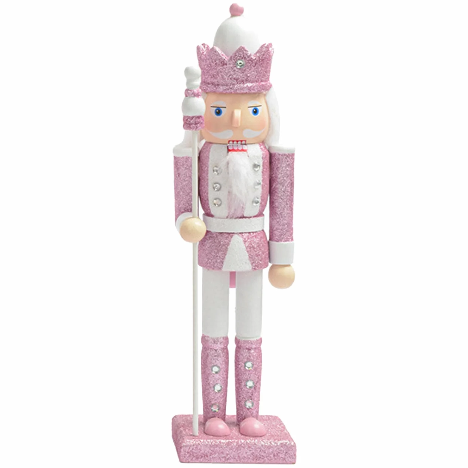 Różowy biały drewniany dziadek do orzechów 30 cm ozdoby żołnierza, dekoracje choinkowe, mini figurki dziadka do orzechów, wiszące ozdoby, dziadek do orzechów, żołnierz, lalka, wisiorek na drzewo,