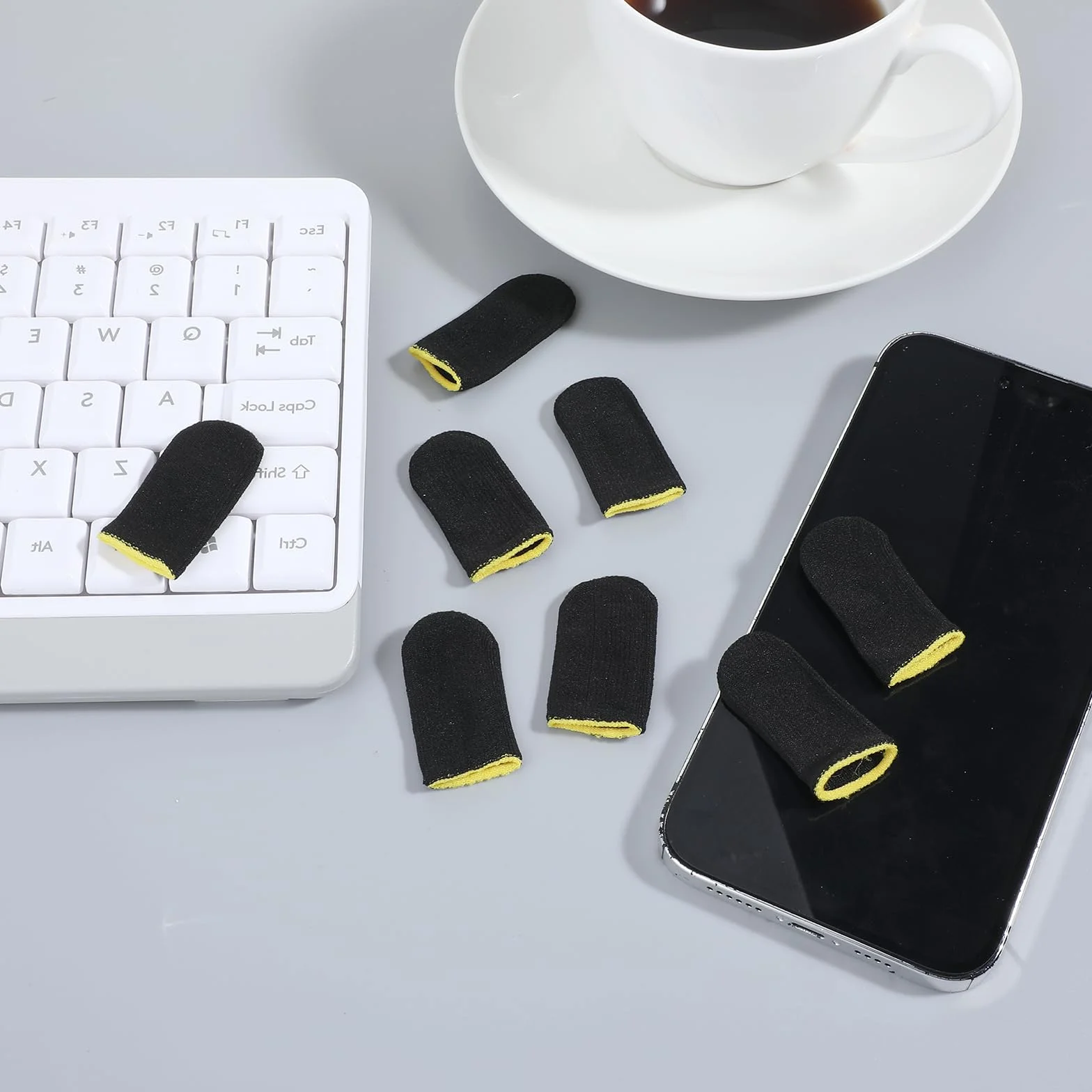 Ptwola 30 szt. Mobile Phone Gaming Finger Sleeves, odporne na pot, oddychające, bezszwowe, z włókna węglowego, tabletu, kontroler gier, stabilizator kompatybilny ze wszystkimi urządzeniami dotykowymi