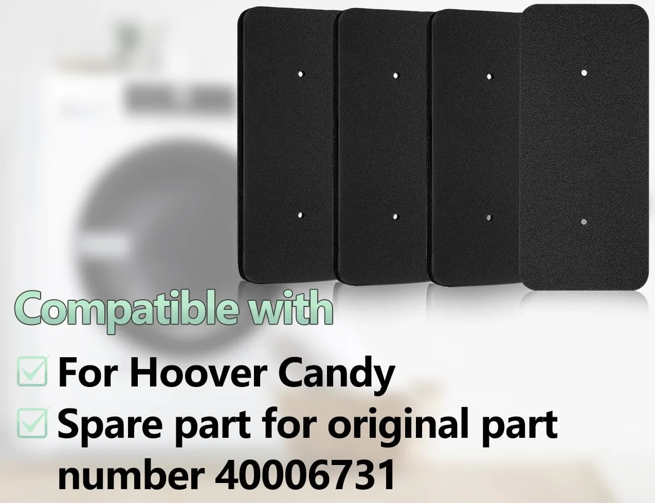 Zestaw 4 filtrów wymiennych do suszarki Hoover z pompą ciepła 275 x 125 x 10 mm czarny