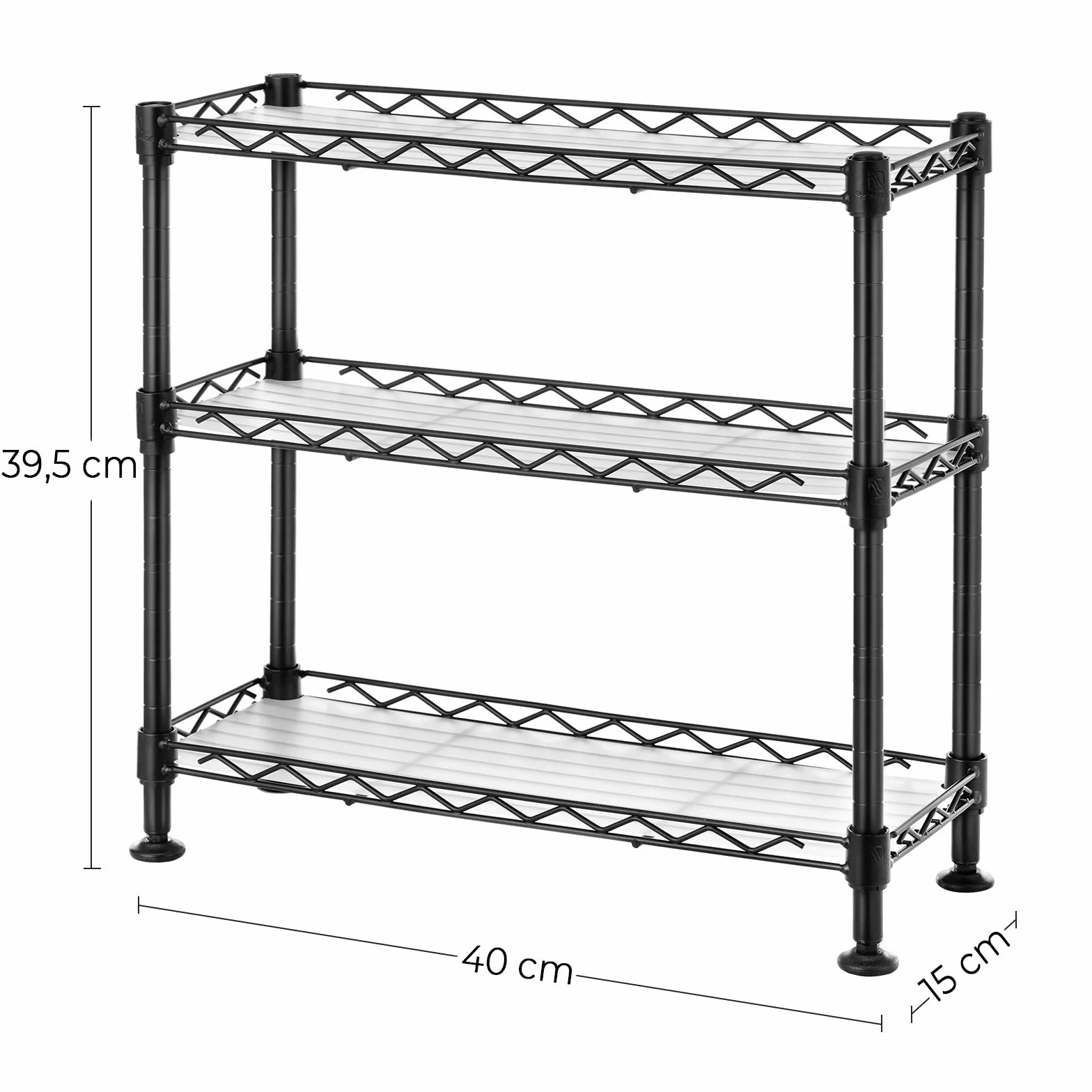 SONGMICS Stojak na przyprawy 3-poziomowy, metalowy organizer kuchenny, regulowany, 40x15x39,5 cm, czarny