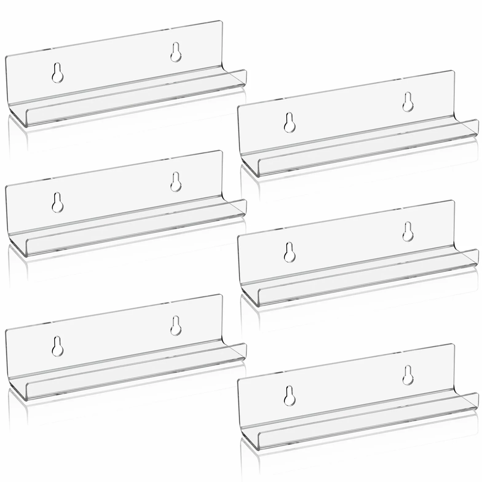 Dezzer Zestaw 6 akrylowych półek winylowych 17,8 x 4 x 4 cm Przezroczyste półki ścienne na LP