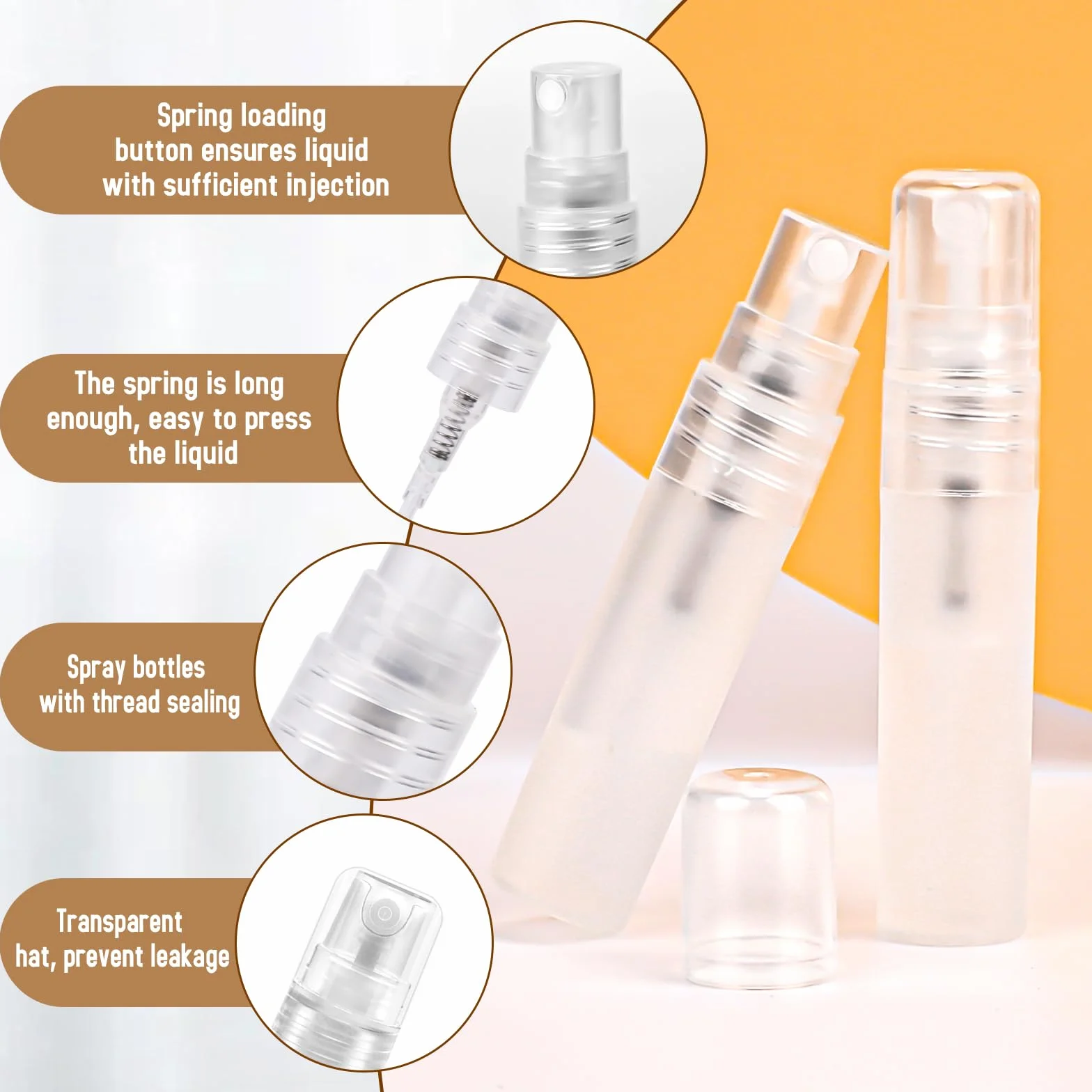 Mozeat Lens 6 sztuk mini butelek z atomizerem do perfum, 5ml, wielokrotnego napełniania, puste butelki z rozpylaczem, pojemnik do podróży, plastikowa pompka do zapachów, przenośna butelka z atomizerem