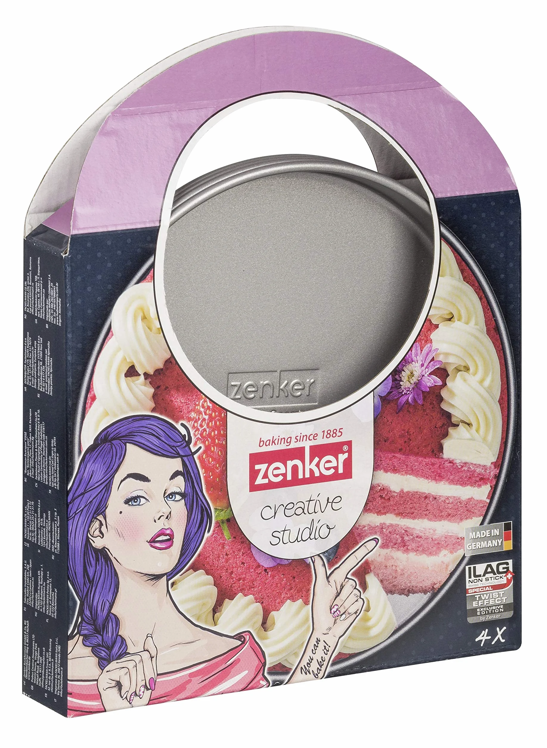 Zenker creative studio zestaw blachy warstwowej, okrągłe formy do pieczenia, blachy do pieczenia z powłoką zapobiegającą przywieraniu, forma do ciasta: Ø 170 mm x 17 mm