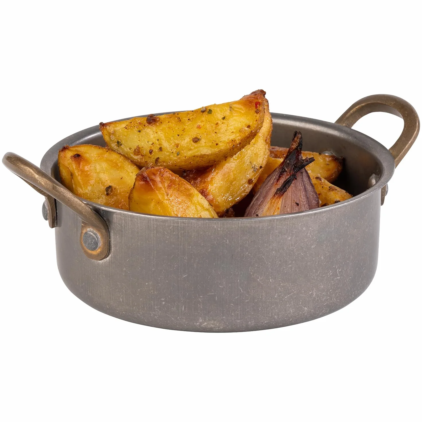 APS 40786 garnek do serwowania SNACKHOLDER, stal nierdzewna, Ø 14 cm, wysokość 5 cm, 0,55 litra, wygląd antycznej stali nierdzewnej