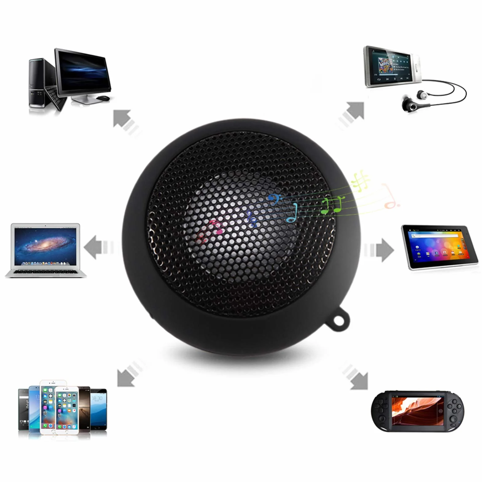 ciciglow Przenośny głośnik, 3,5 mm mini głośnik podróżny głośny głośnik wbudowana bateria do telefonu komórkowego MP3 PC (czarny)