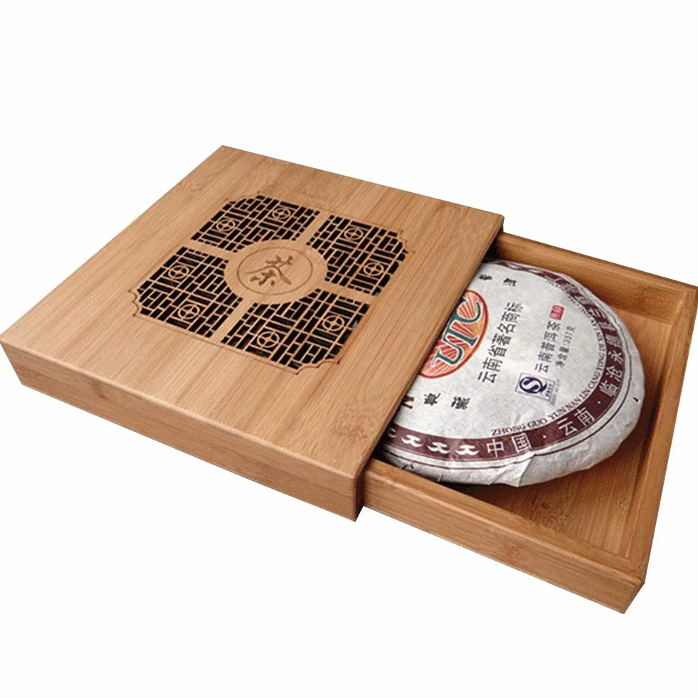 Skrzynka na herbatę Puerh z szufladą bambusowa organizer B-P-H-1
