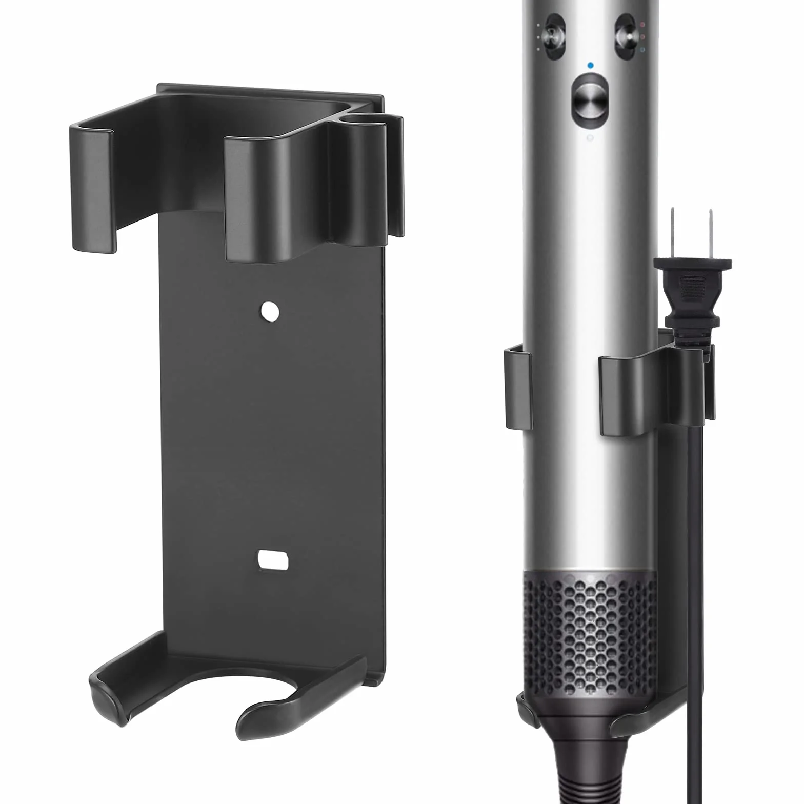 Uchwyt ścienny metalowy do Dyson Airwrap, organizer na prostownicę i lokówkę, odporny na wysokie temperatury, aluminium (czarny)