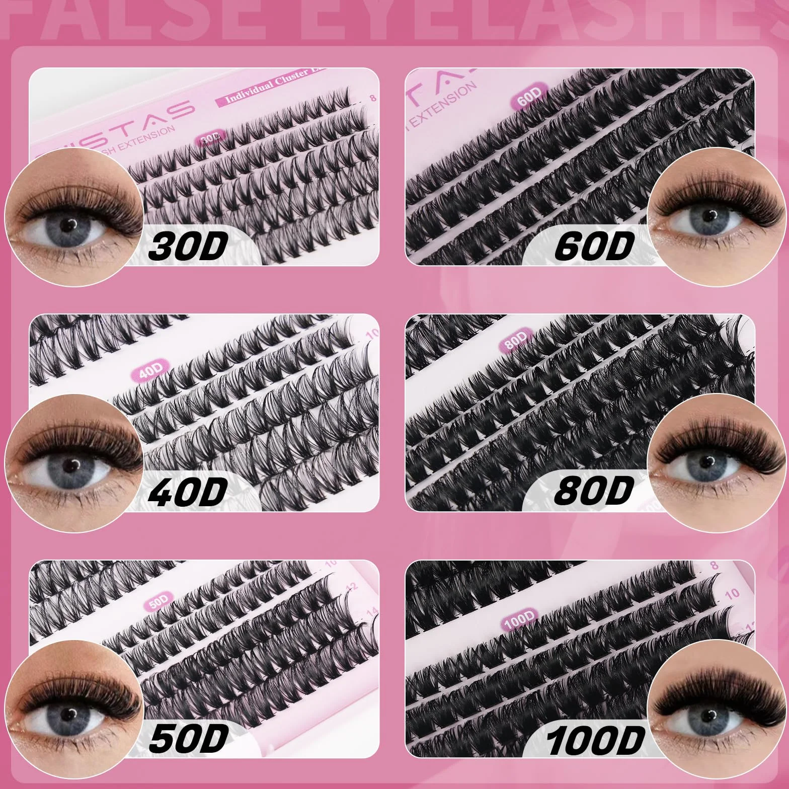 Cluster Lashes 560 szt. grubych pojedynczych rzęs Wispy Lash Clusters 8-16 mm rosyjskie D Curl Lashes Indywidualne Klaster Puszyste Pojedyncze Naturalne rzęsy Wielokrotnego użytku Przedłużanie rzęs w