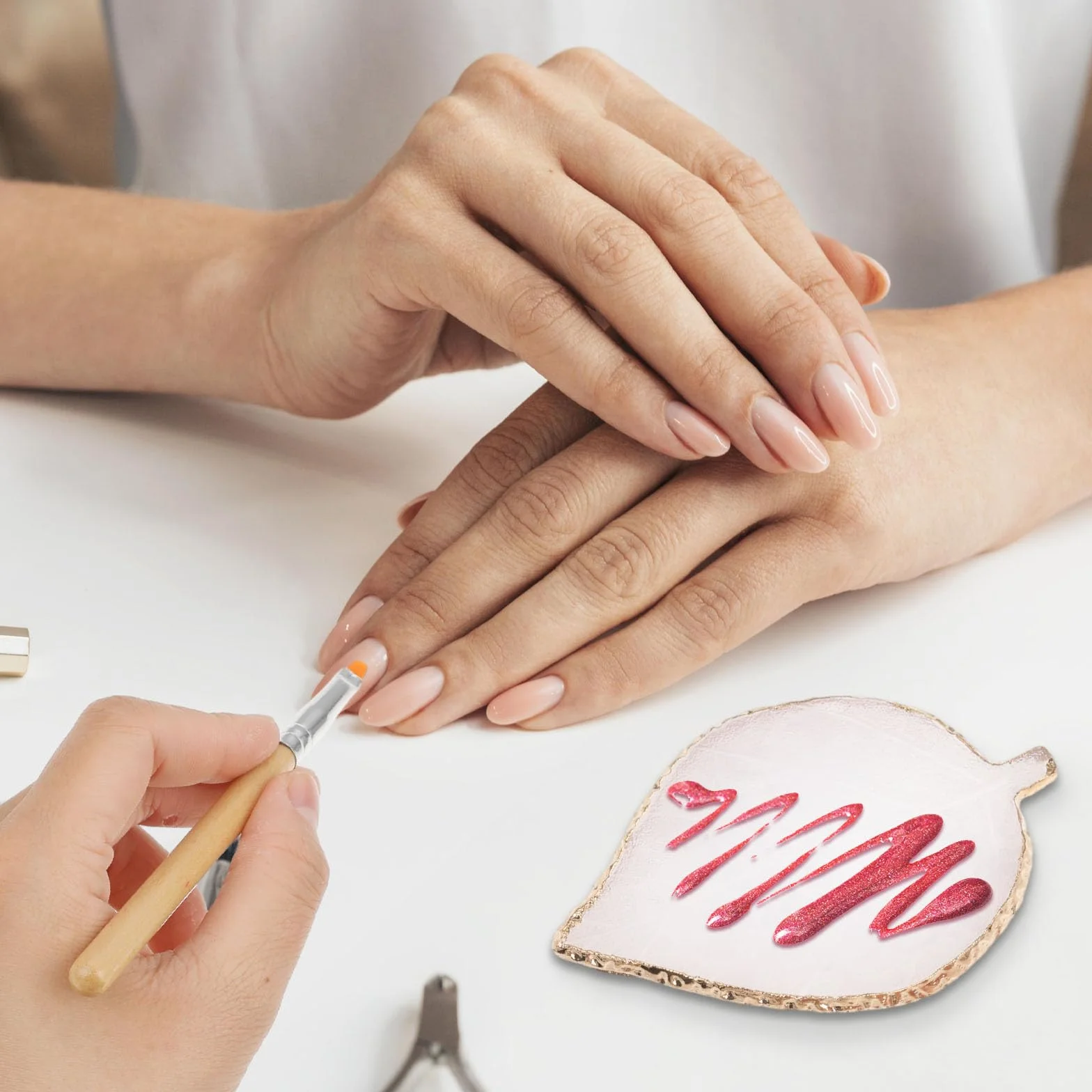WLLHYF Żywica Paleta do paznokci kształt liści zestaw narzędzi do paznokci żel polski kolorowe mieszanie palety DIY makijaż dekoracja paznokci