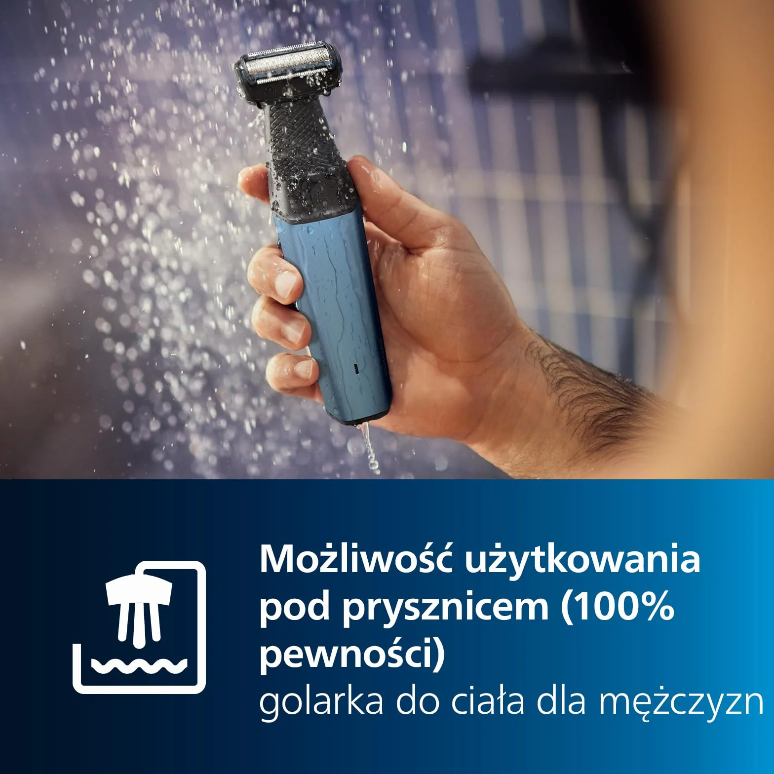 Philips Bodygroom 3000, Trymer do Pachwin i Ciała z Możliwością Użytkowania pod Prysznicem, Dokładne i Wygodne Golenie, Pielęgnacja Całego Ciała, 60 Min. Czas Pracy, Model Bg3027/03
