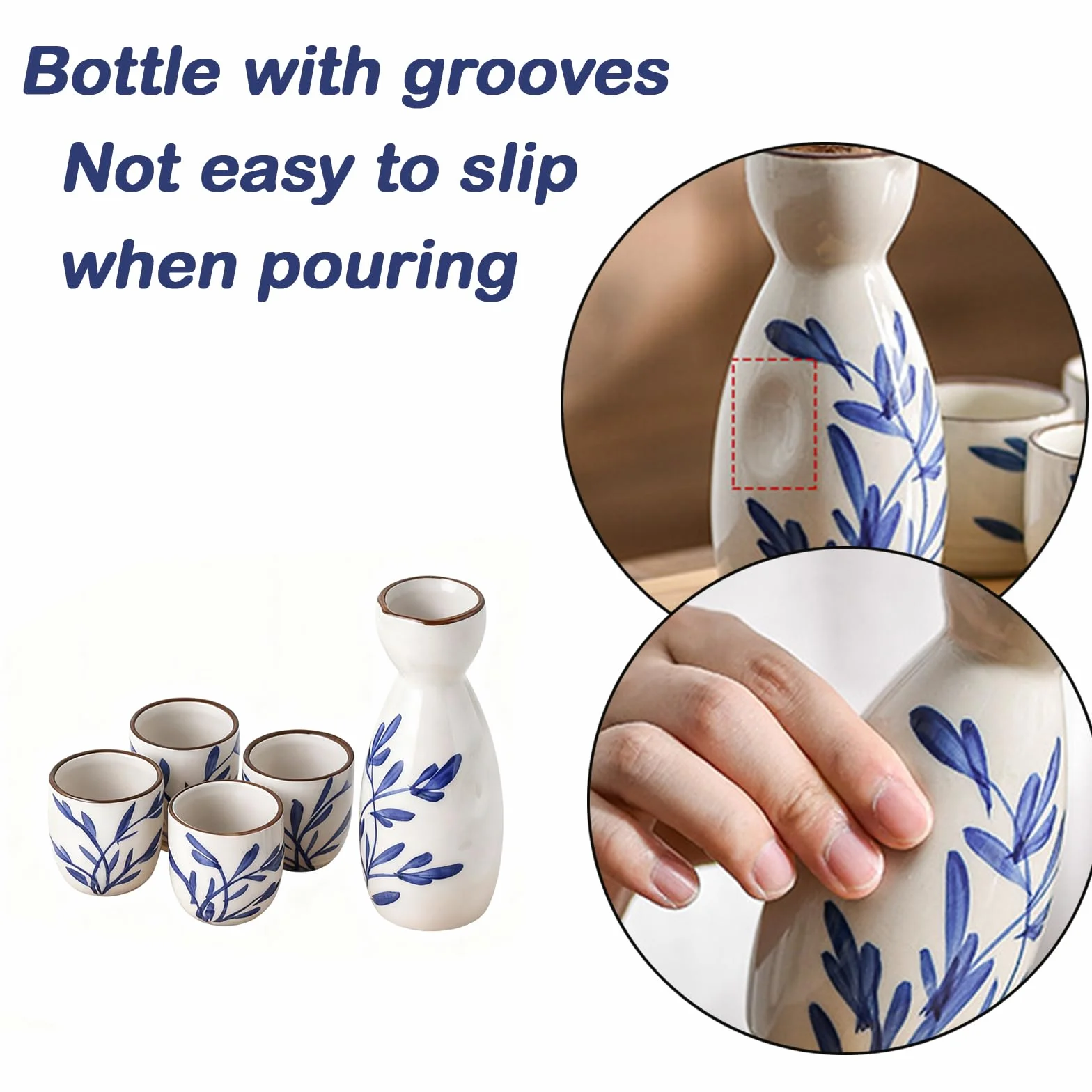 Ceramiczny zestaw do sake z kamionki, japoński zestaw porcelany biały