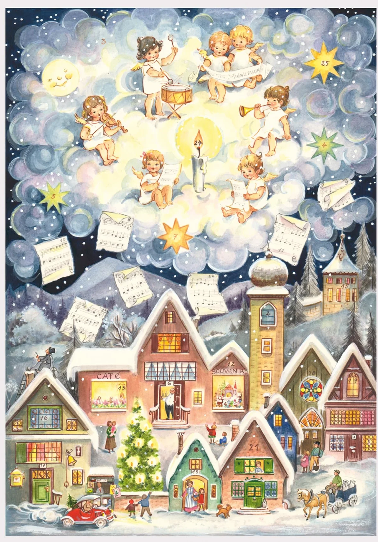 Adventskalender Nachdruck von 1952 "Engelskonzert": Papier-Adventskalender
