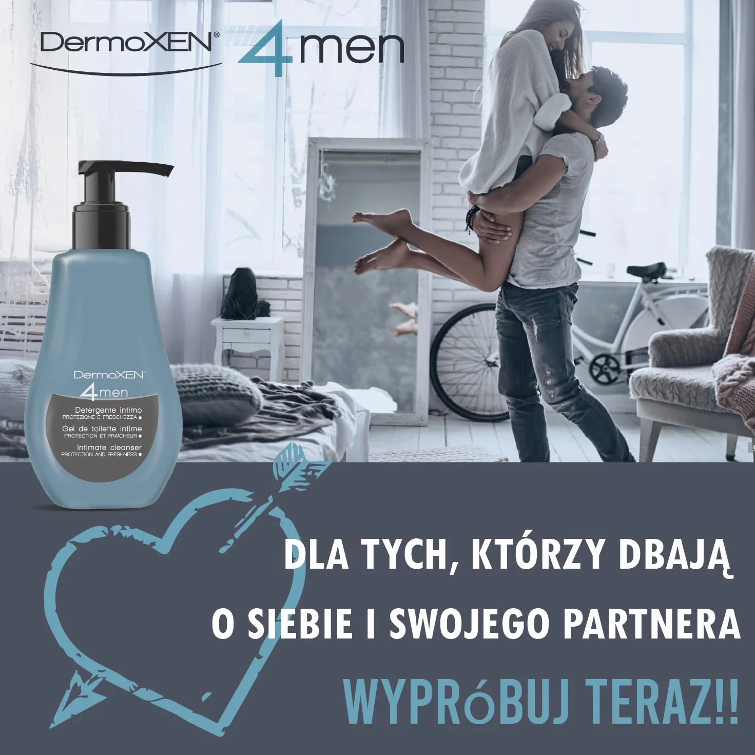 DermoXEN 4MEN Żel do higieny intymnej dla mężczyzn z mentolem i włóknami prebiotycznymi | Naturalny płyn intymny | Pielęgnacja intymna | pH 4.8 | 125 ml